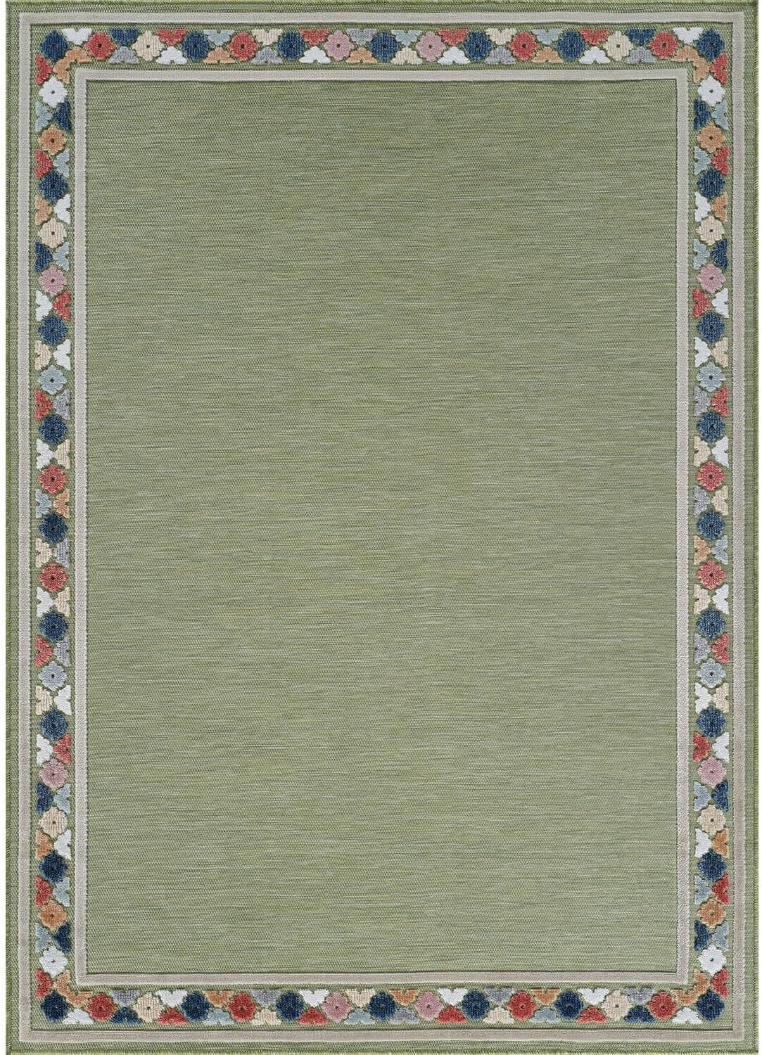 Beverly Rug Outdoor Rug 8x10 Modern Bordered Area Rugs for Indoor and Outdoor Patio Easy to Clean Non Shedding Living Room Porch Garden Washable Outside Carpet (8 x 10 Green)