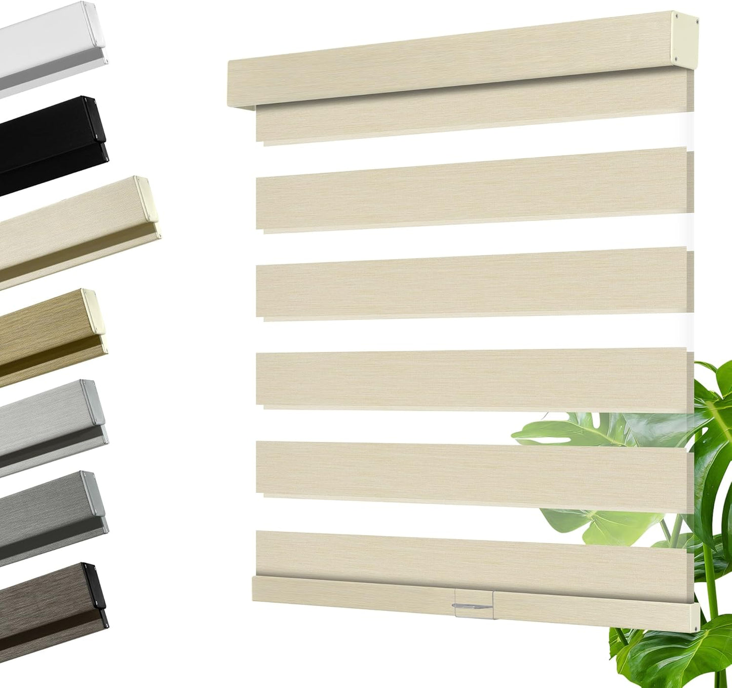 Cordless Zebra Blinds for Windows, Blackout Interior Blinds,Easy to Install,UV Protection,for Offices and Home,Custom Roller Shades, Mousse Beige,60" W x 36" H