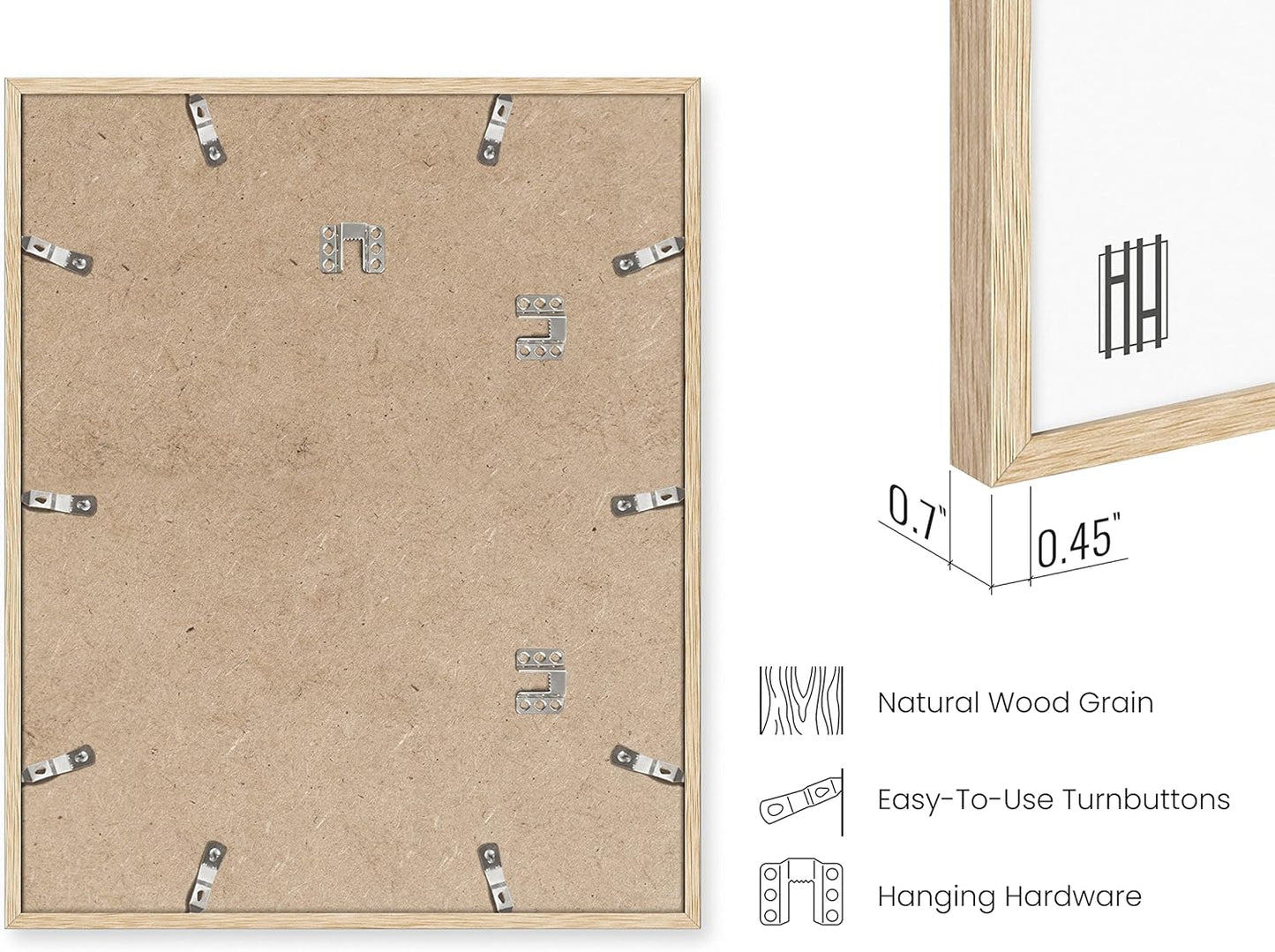 HAUS AND HUES Beige Oak Wood 16x20 Picture Frame - Modern Wood Wall Art Display - Lightweight 16x20 Frame for Art Prints, Photos, Posters - Ready-to-Hang Vertically & Horizontally