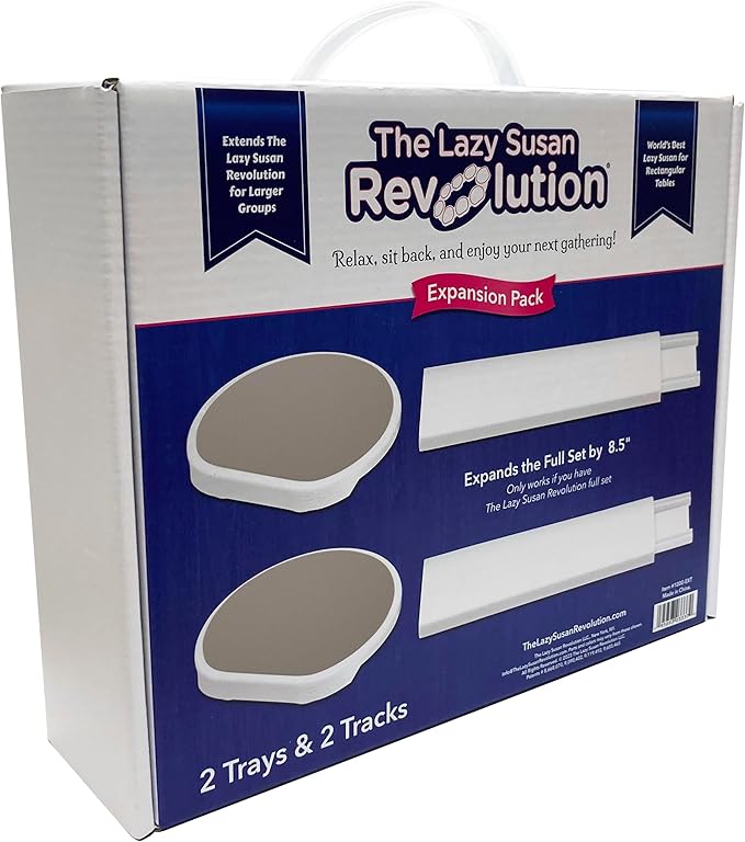 Expansion Pack - Greige - 2 Straight Tracks and 2 Trays. Does not Work Without the Lazy Susan Revolution Full Set (Sold Separately).