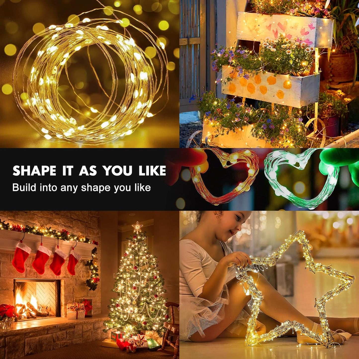 2Pack Battery Fairy Lights, Total 78Ft 240LED, Battery Operated Fairy Lights with Remote and Timer, RGB Color Changing String Lights/Twinkle Lights for Bedroom Indoor Christmas Decoration