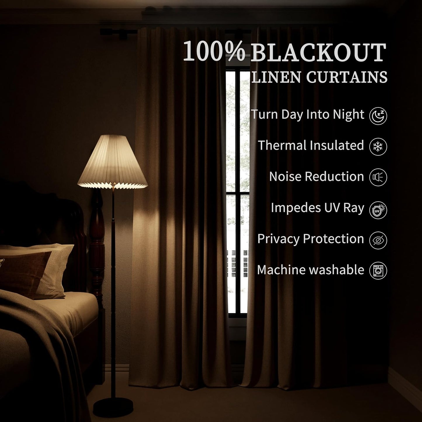 BOODII White Blackout Curtains 63 Inch Length for Bedroom Window Room Darkening Full Light Blocking Curtains Back Tab Neutral Elegant Black Out Curtain Thermal Insulated Linen Drapes Pure White 52x63