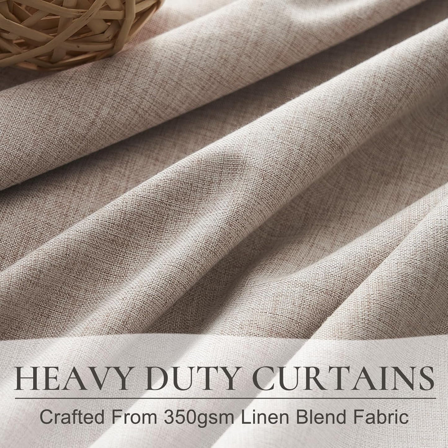 Rustic Country Curtains for Living Room Textured 90 Inch Blackout Curtains Drop Cloth Burlap Window Drapes Farmhouse Boho Linen Oatmeal 2 Panels Pinch Pleated 7-1/2ft Extra Long Heavy Insulated