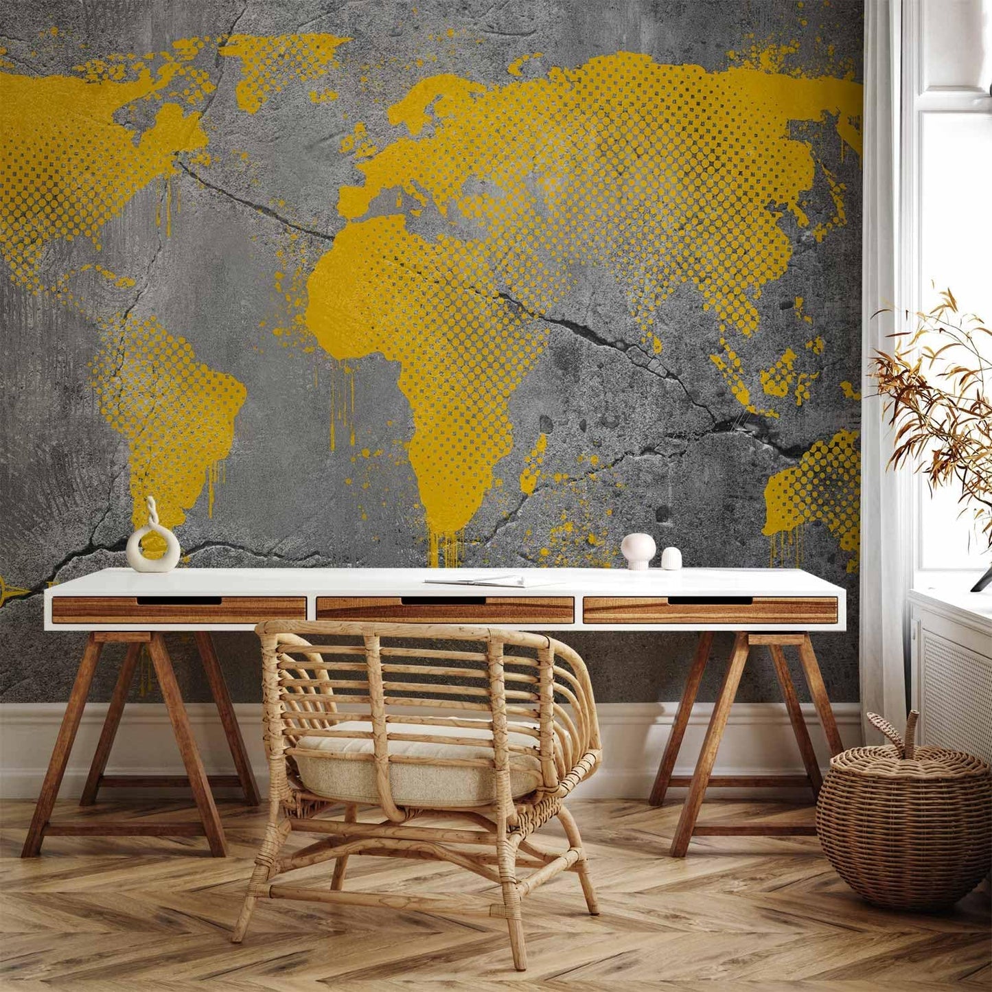 artgeist Wall Mural World Map 154x110 in - XXL Peel and Stick Self-Adhesive Wallpaper Removable Large Sticker Foil Wall Decor Print Picture Image Design Map of The World k-A-0494-a-a