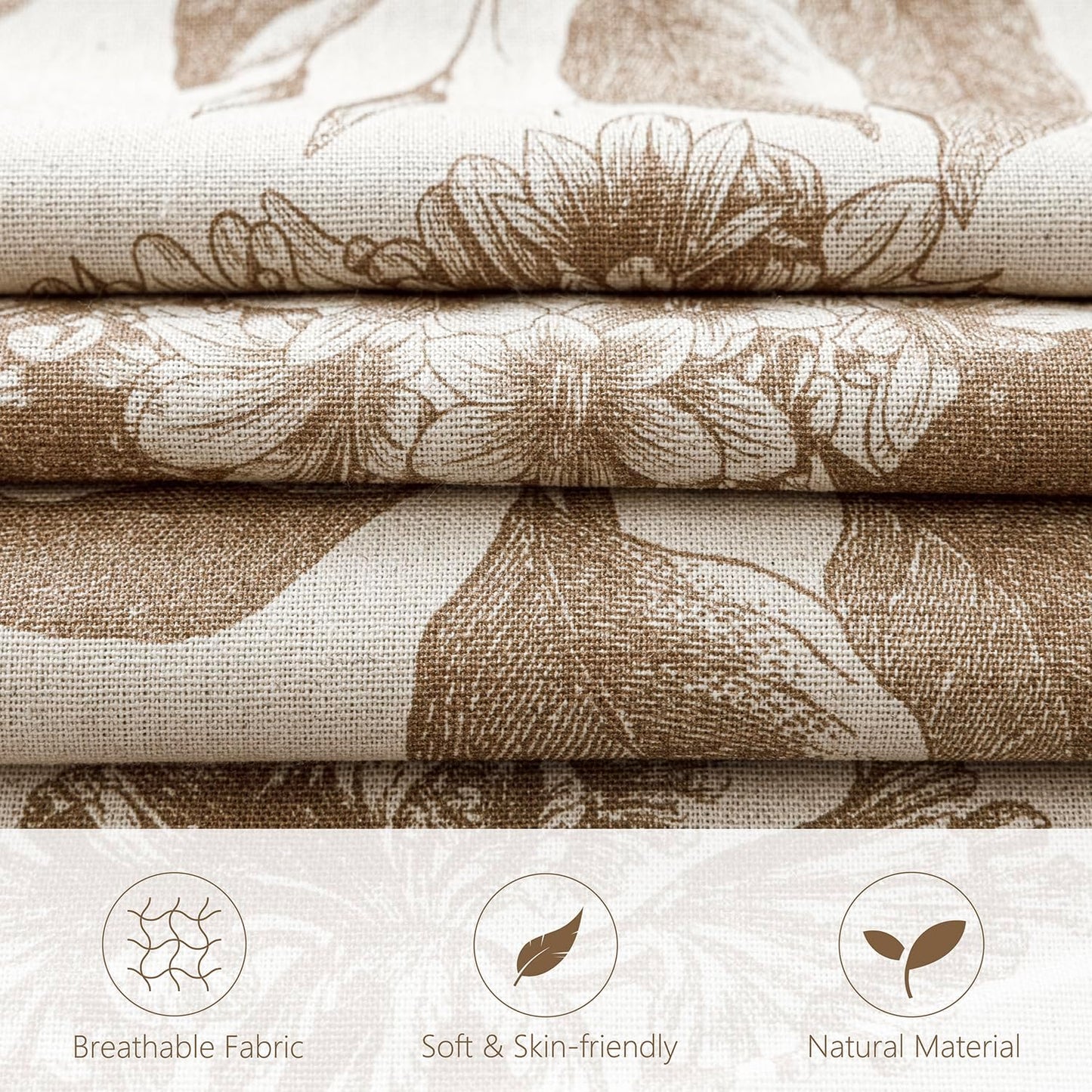 Foindtower Set of 2 Linen Floral Throw Pillow Covers Neutral Vintage Print Decorative Cushion Covers Farmhouse Boho Home Decor for Sofa Chair Couch Bedroom Living Room Outdoor,24×24 Inch,Light Brown
