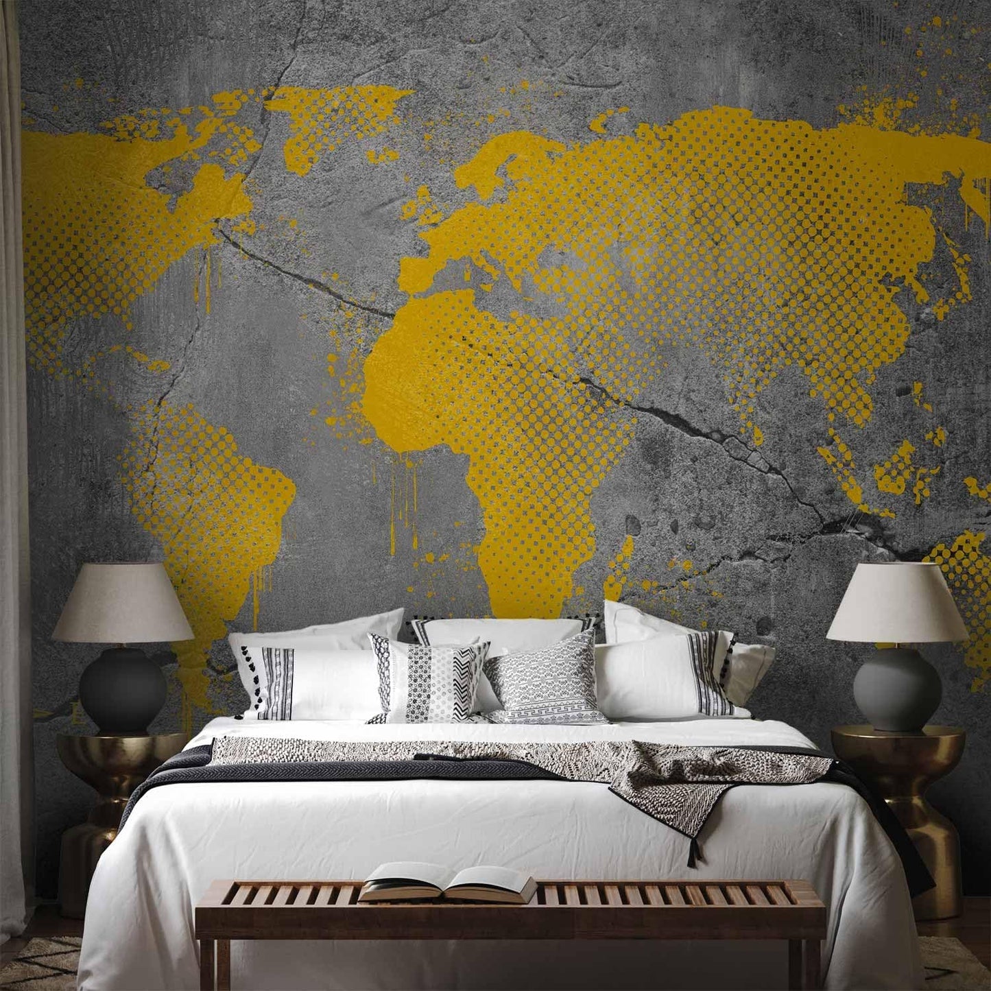 artgeist Wall Mural World Map 157x110 in - XXL Non-Woven Wallpaper Fleece Wall Decor Photo Print Picture Image Design Map of The World k-A-0494-a-a