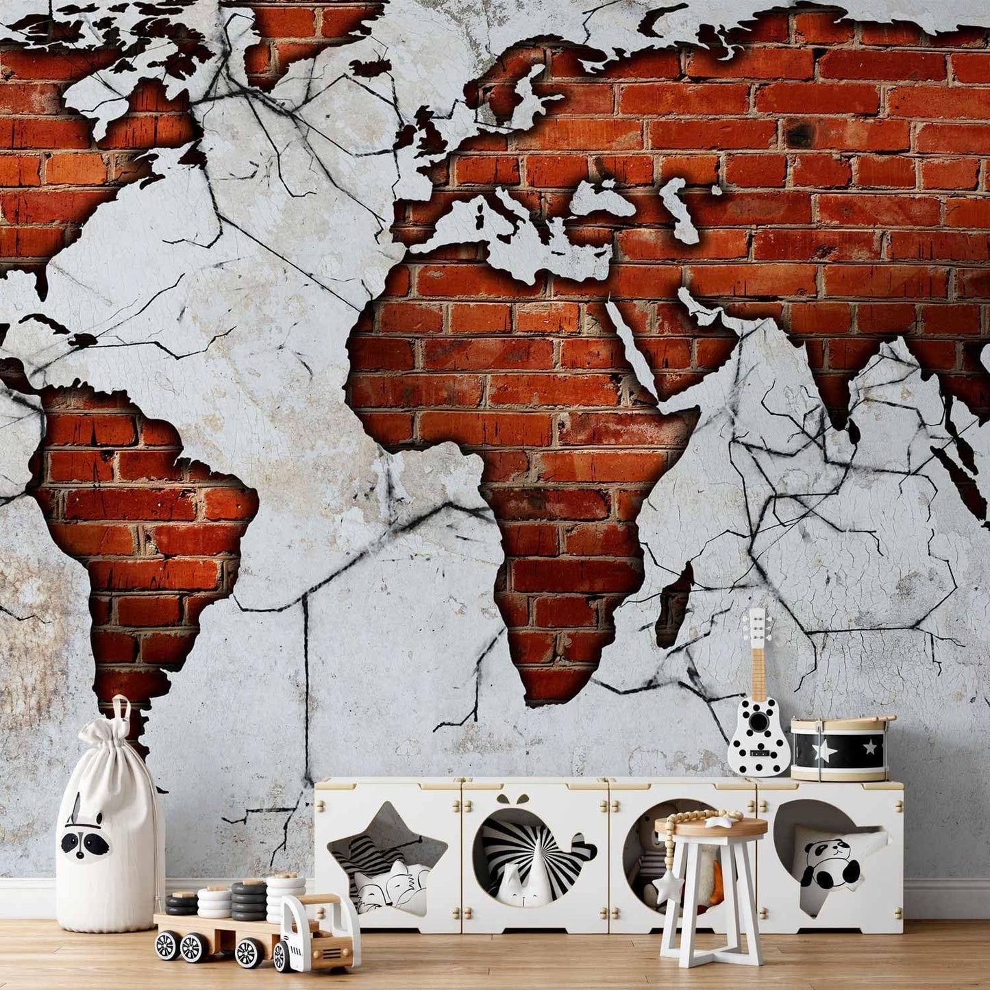 artgeist Premium Wall Mural World Map 177x124 in - XXL Non-Woven Wallpaper Fleece Wall Decor Photo Print Picture Image Design Map of The World k-A-0495-a-a