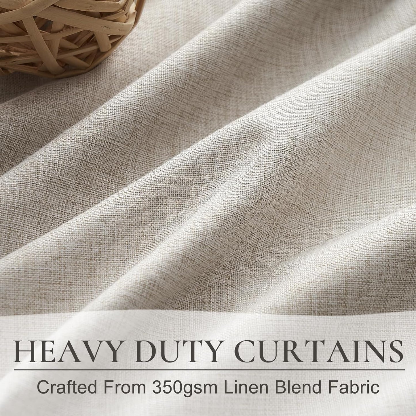 Curtains 70 Inch Length Wide Pinch Pleated Blackout Curtain for Sliding Glass Door/Living Room, Farmhouse Natural Linen Thick Boho Bedroom Heavy Insulated Large Window Drapes (70"Wx90"Lx2Panels)