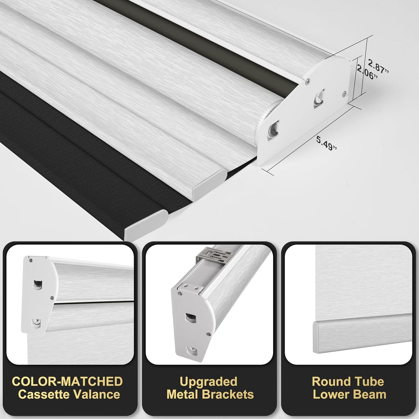 BERISSA Cordless Dual Roller Shades with Cassette Valance,Double Window Shades Blackout and Light Filtering Shades,Day and Night Roller Shades for Home Office Door.Linen Black and White.35 W x 64" H