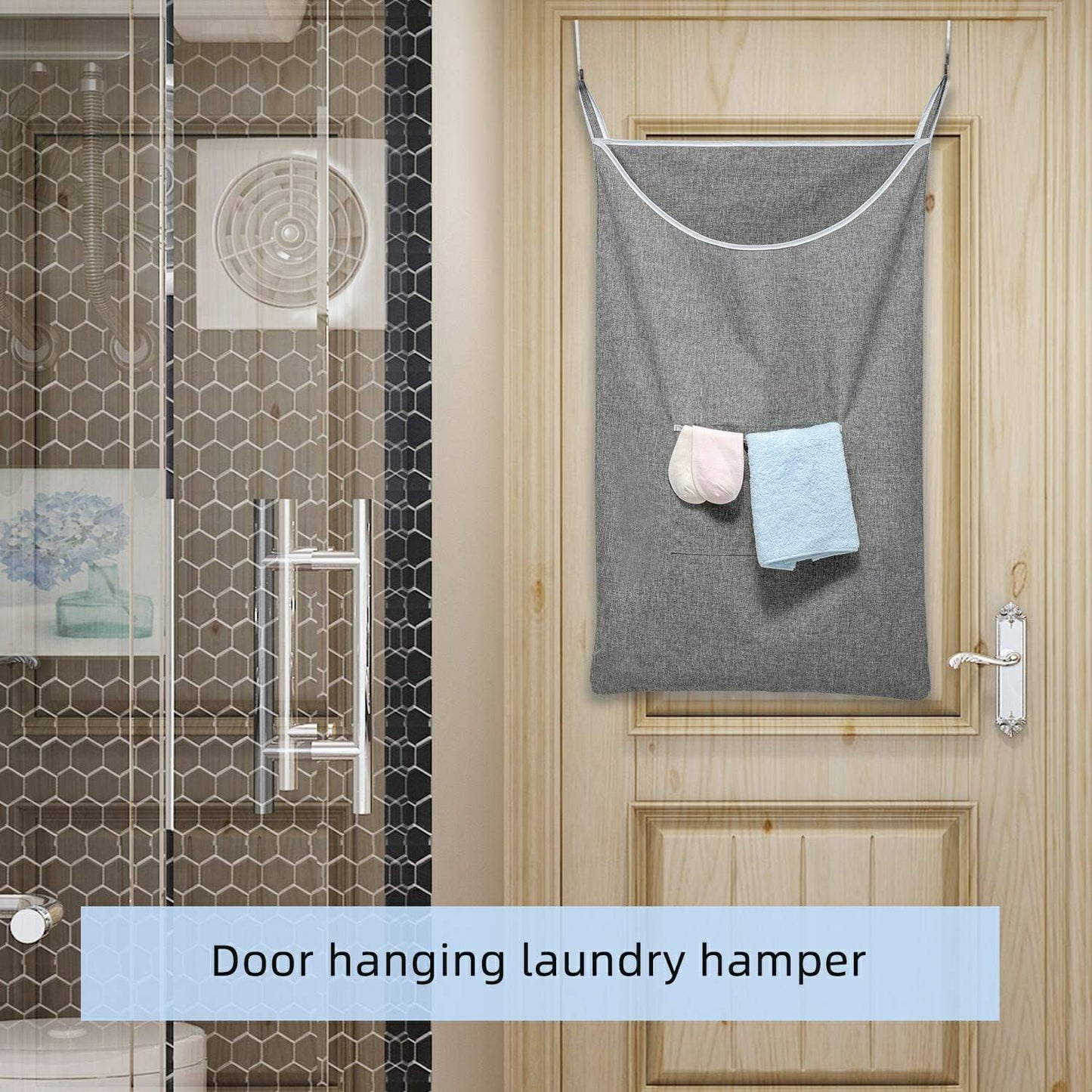 X-Large Door Hanging Hamper Bag,2 Pack Large Capacity Hanging Laundry Hamper Basket with Wide Opening Dirty Clothes Laundry Hamper Storage Bag Size 35X22inch(Grey-2Pack)