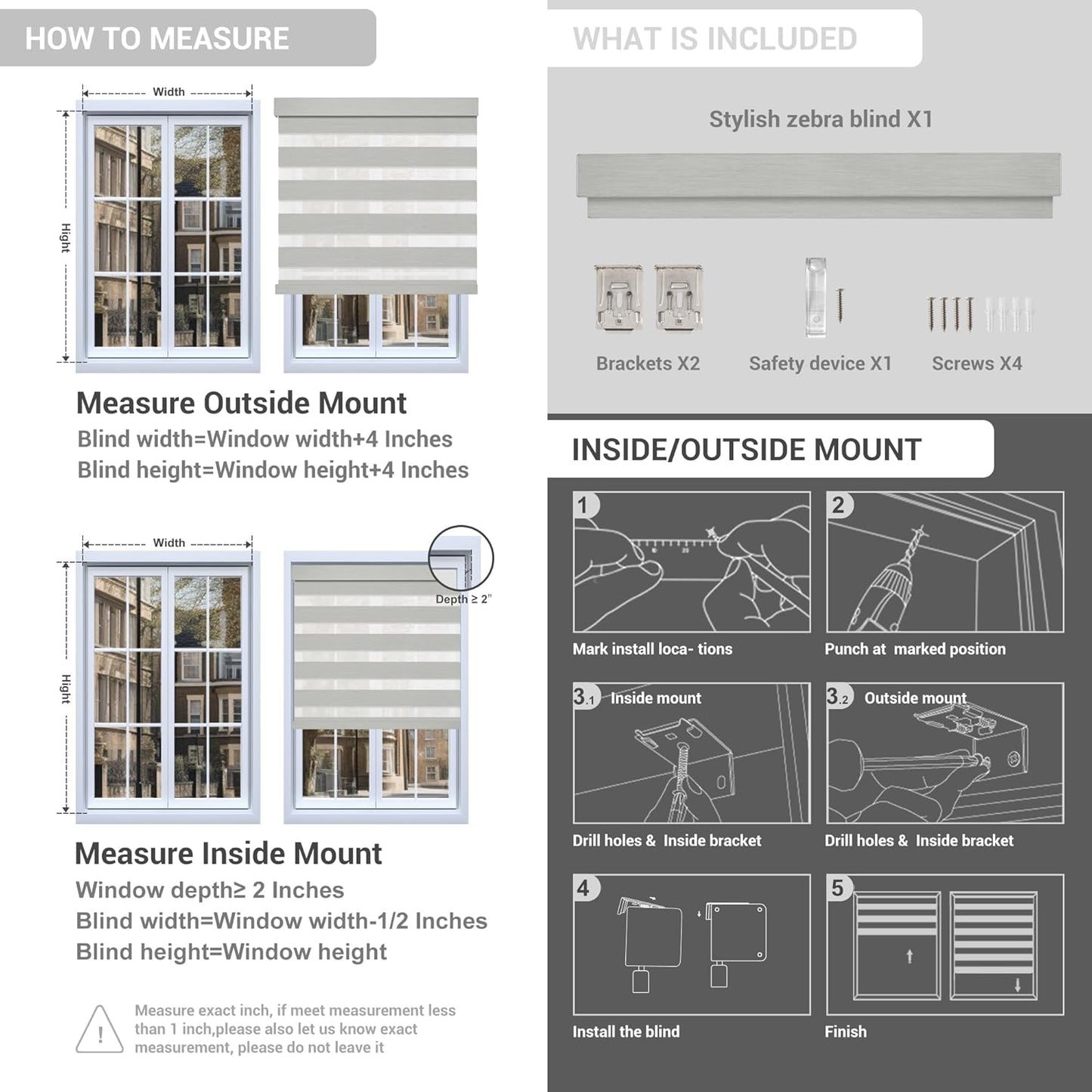 Cordless Zebra Blinds for Windows, Blackout Interior Blinds,Easy to Install,UV Protection,for Offices and Home,Custom Roller Shades, Mousse Dark Bown,15" W x 88" H