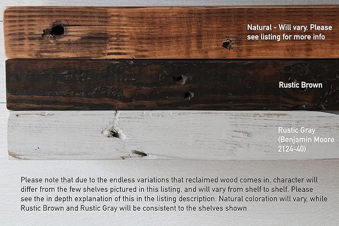 Urban Legacy Reclaimed Barn Joist Deep Floating Shelves | Deep Shelves with Low Profile Shelf Bracket with High Weight Capacity, Set of 2 (48" x 11" x 2.5", Rustic Gray)