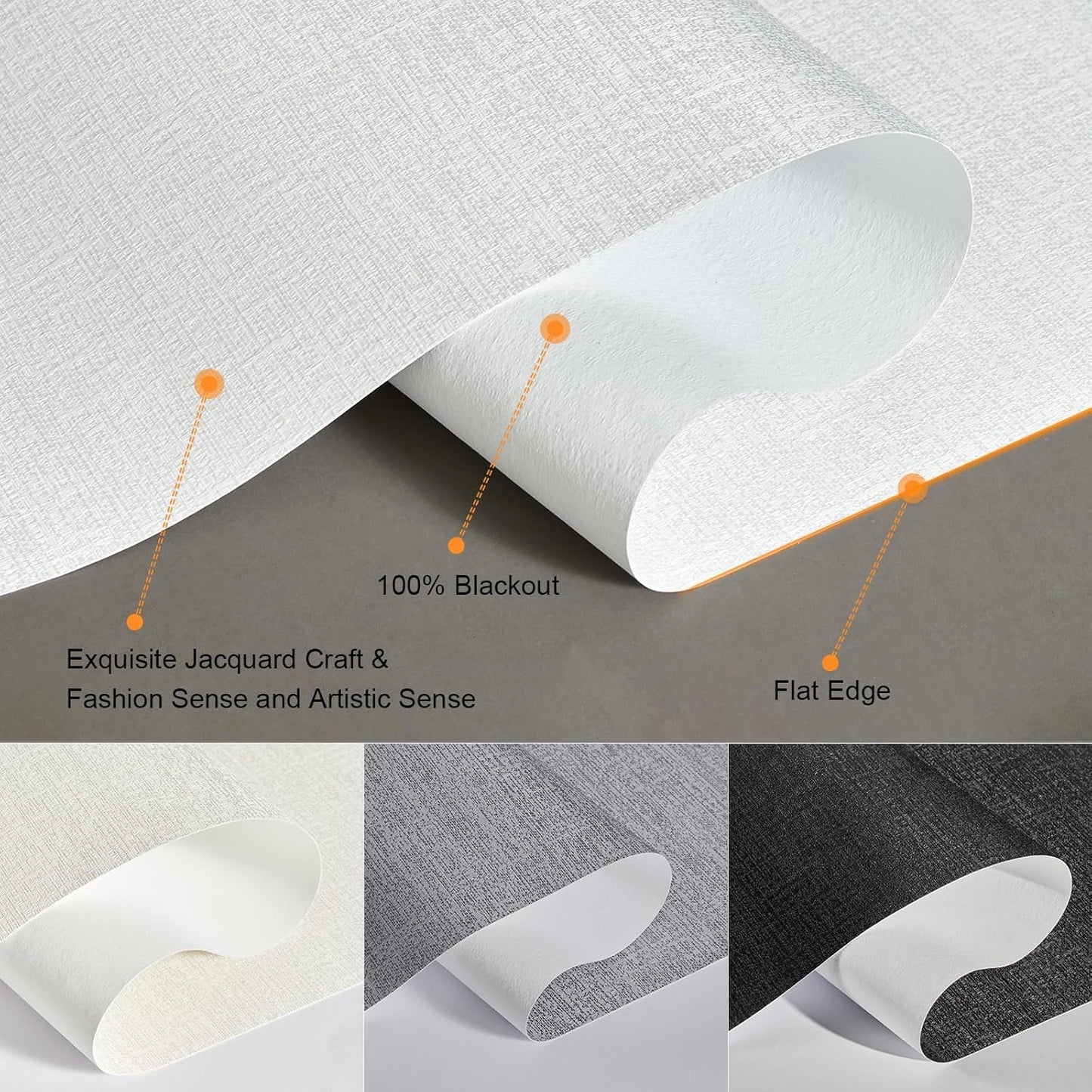 Persilux Blackout Roller Shades & Blinds Windows Shades Free-Stop Blackout Blinds with Jacquard Fabric,Cordless Blinds Pull Down Shades for Home, Easy to Install for Door/Office, White(41.5"W x 56"H)