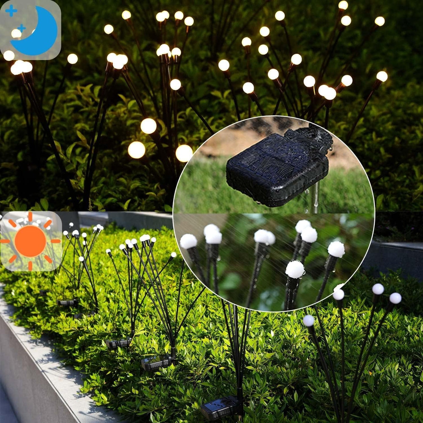 Solar Firefly Lights Outdoor, 8 Pack, Warm White, Swaying, Waterproof, Garden Decor for Yard Patio Pathway Lawn, Gardening Gifts