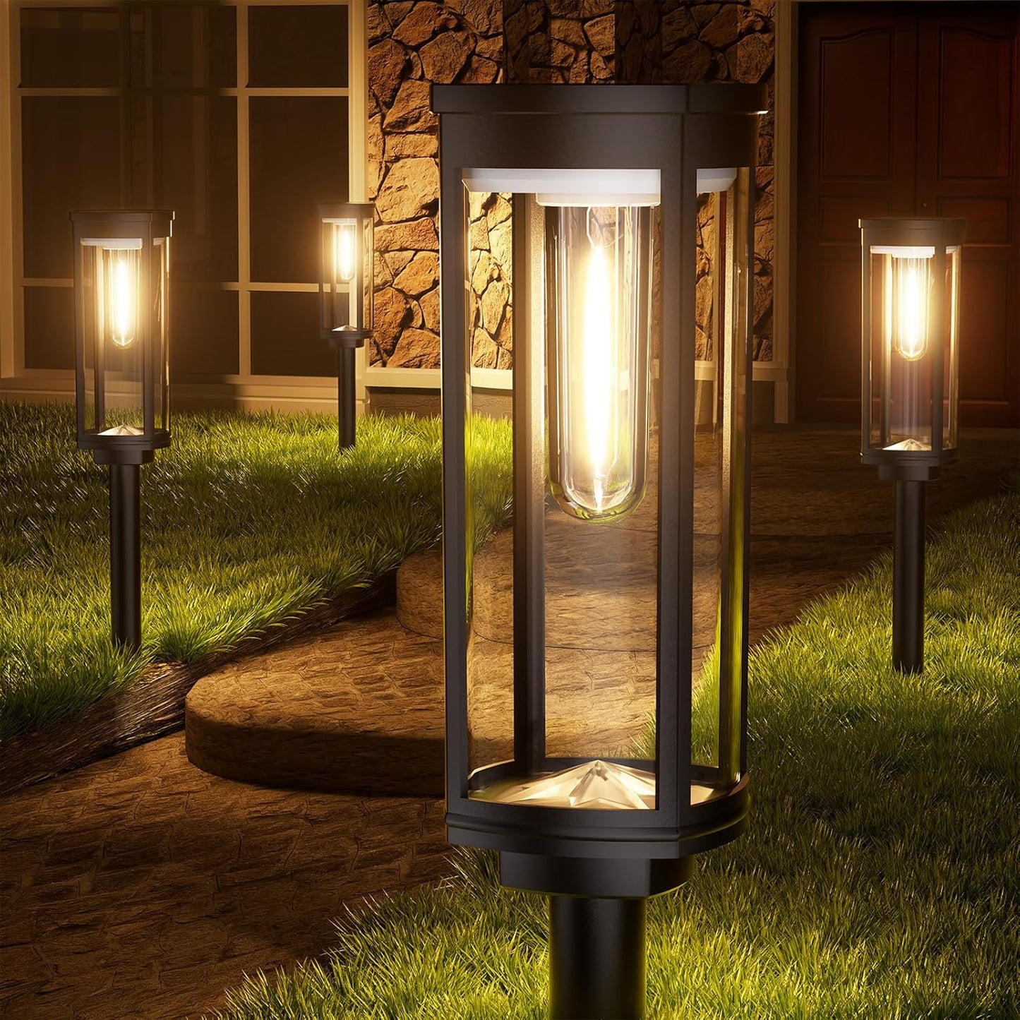 Solar Pathway Lights Outdoor,IP65 Waterproof Auto On/Off Solar Garden Lights Solar Powered Landscape Lighting for Yard Patio Walkway (4)