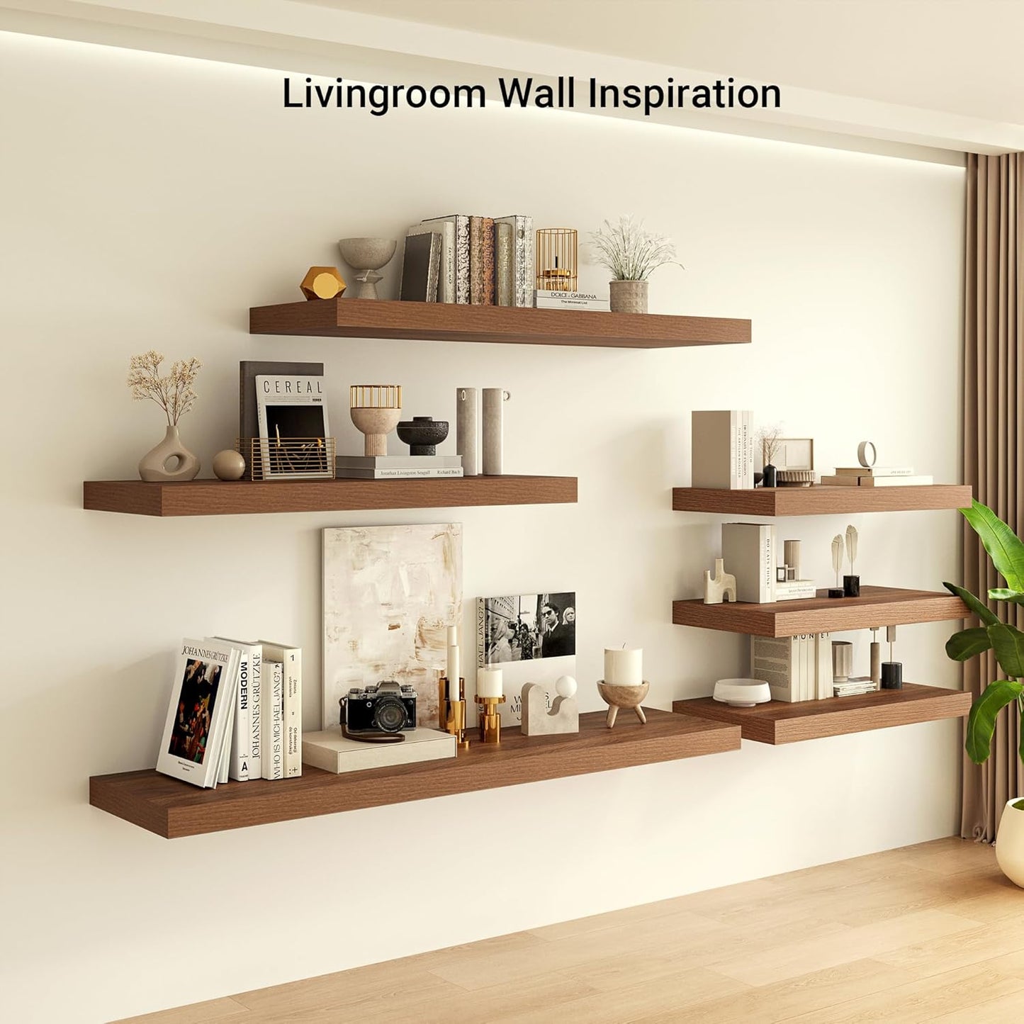 Heimlove 24 x 12 Inch Deep Floating Shelves Wall Mounted with Invisible Brackets,Storage Hanging Shelf for Wall Decor in Bathroom, Bedroom, Toilet, Kitchen, Living Room, Office Set of 1 (Walnut)