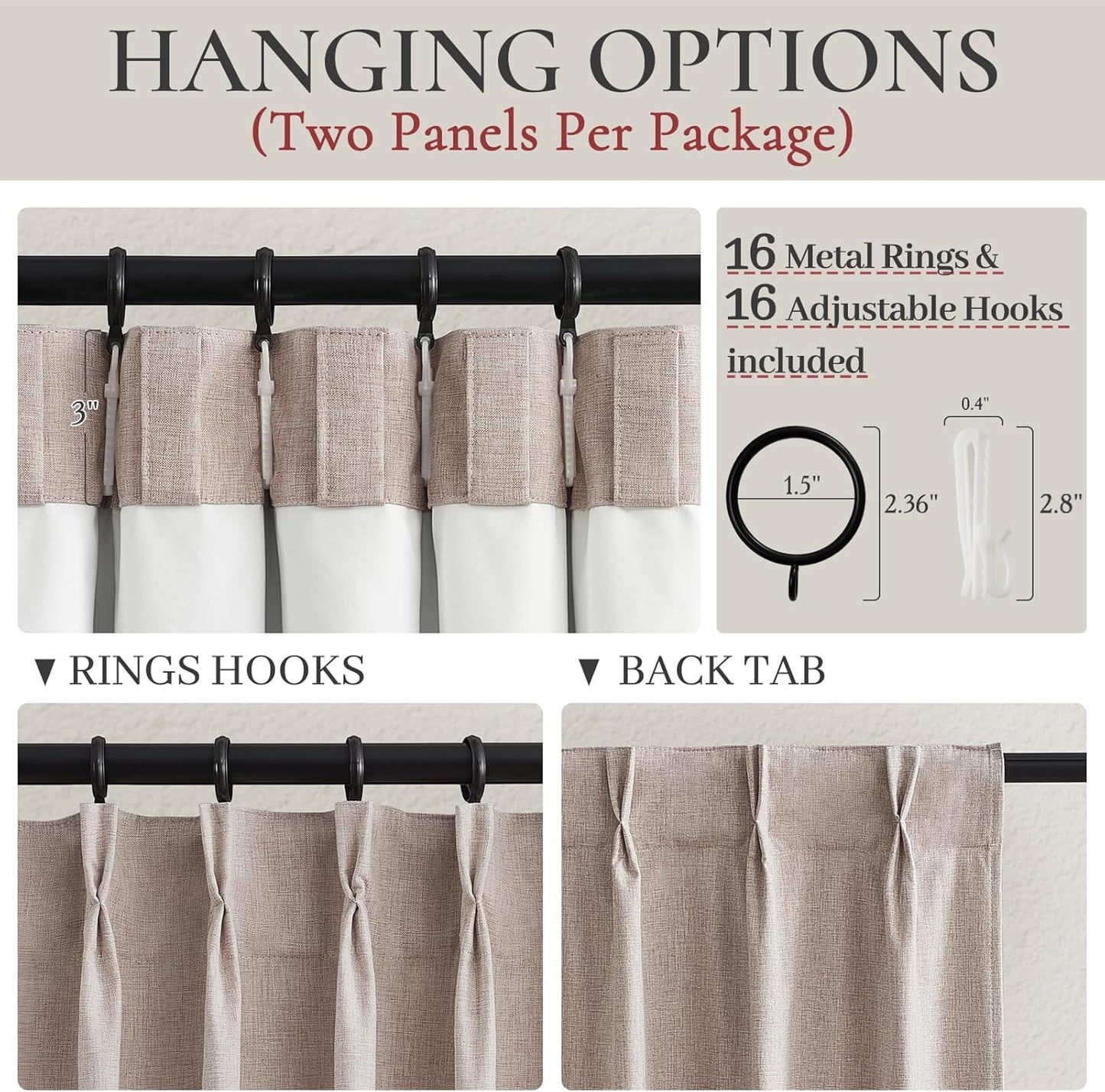Rustic Country Curtains for Living Room Textured 90 Inch Blackout Curtains Drop Cloth Burlap Window Drapes Farmhouse Boho Linen Oatmeal 2 Panels Pinch Pleated 7-1/2ft Extra Long Heavy Insulated