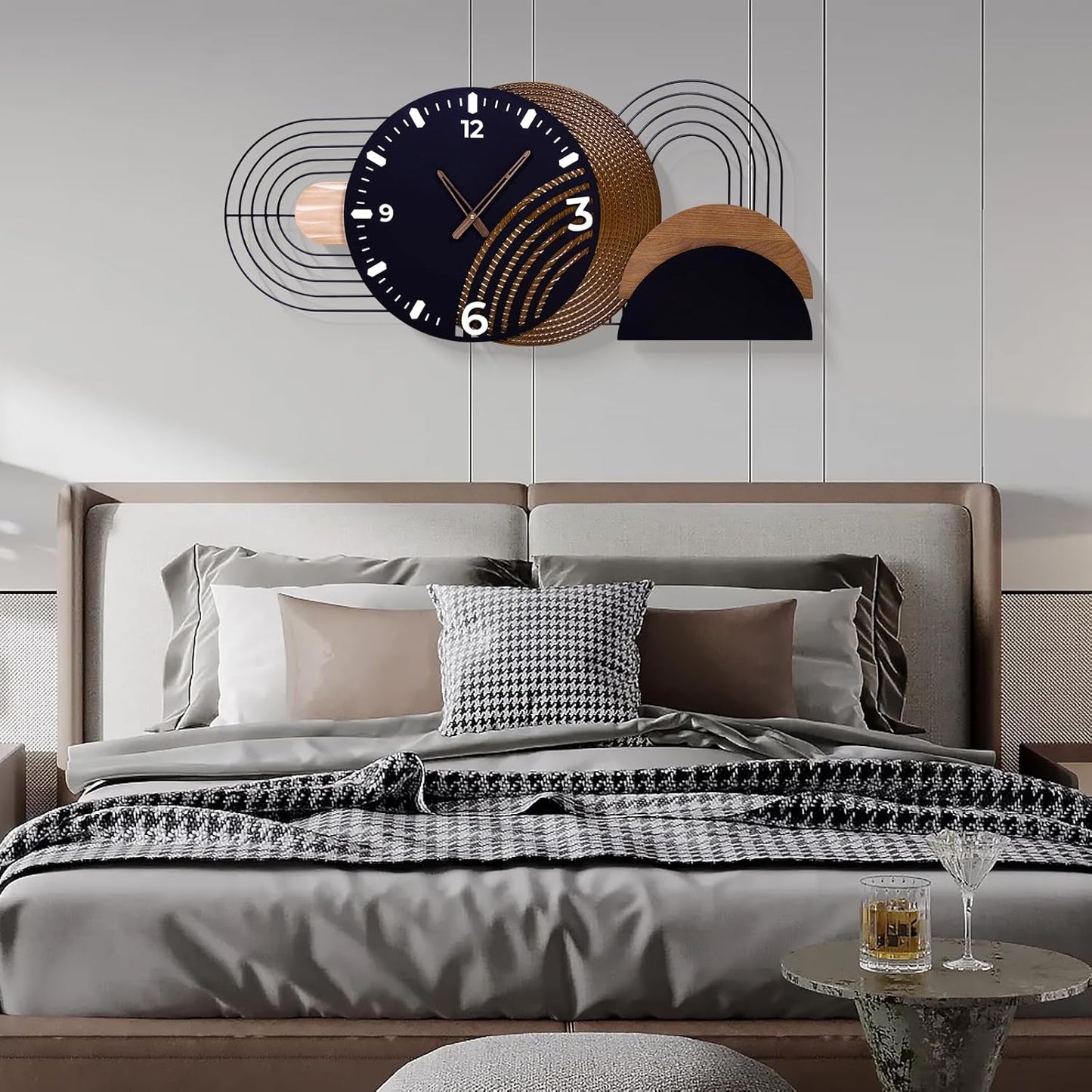 Extra Large Wall Clock, Modern Iron and Metal Decorative Clocks for Living Room, Silent Non-Ticking Big Hanging Clock, Battery Operated Wall Decor Gift Idea-39.3X17.7inch