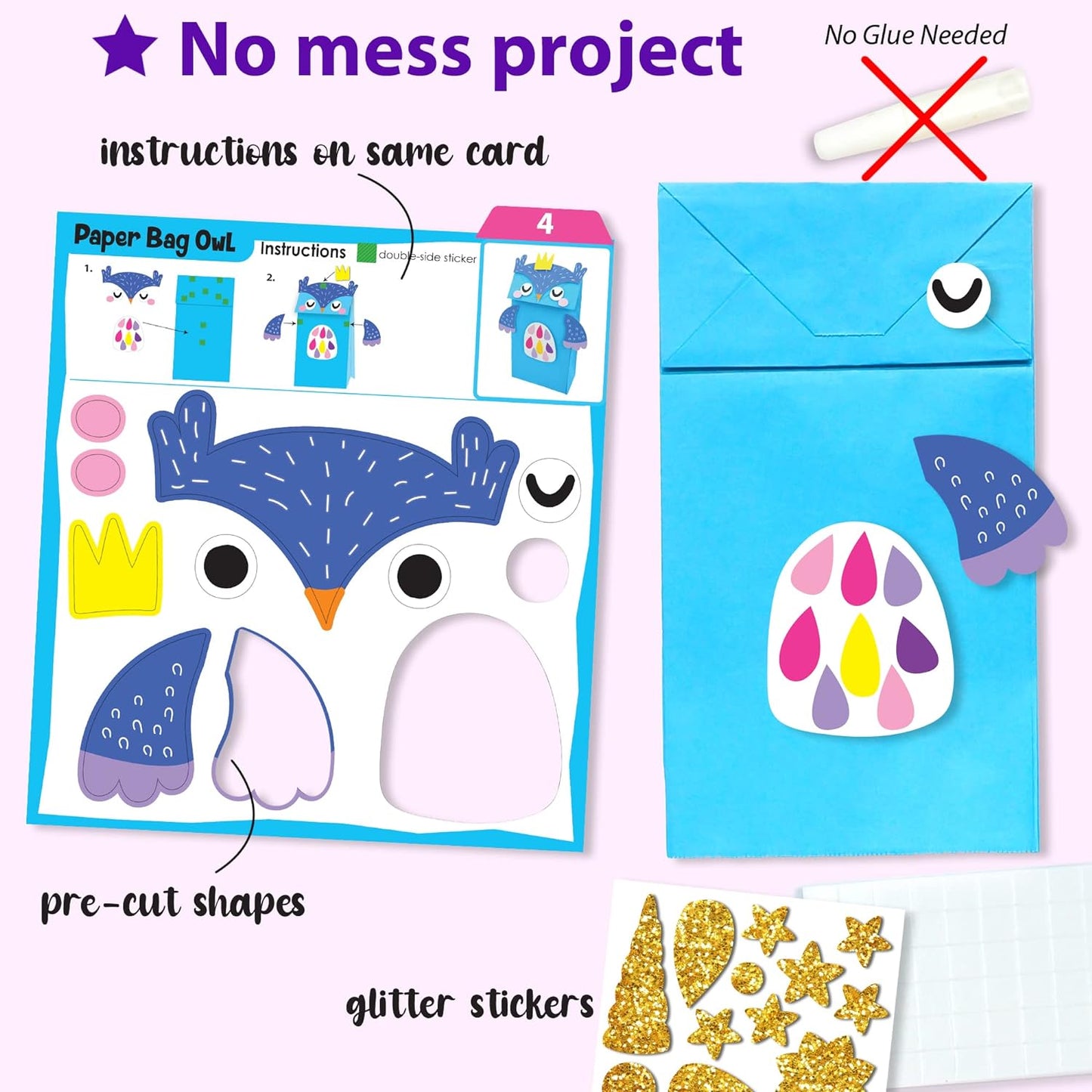 KRAFUN My First Unicorn Bunny Paper Craft Kit for Toddlers and Girls Age 3-8 Years Old, Include 18 Cute DIY Arts and Crafts Projects, Organized Art Activities Supplies Box Preschool Creative Toys