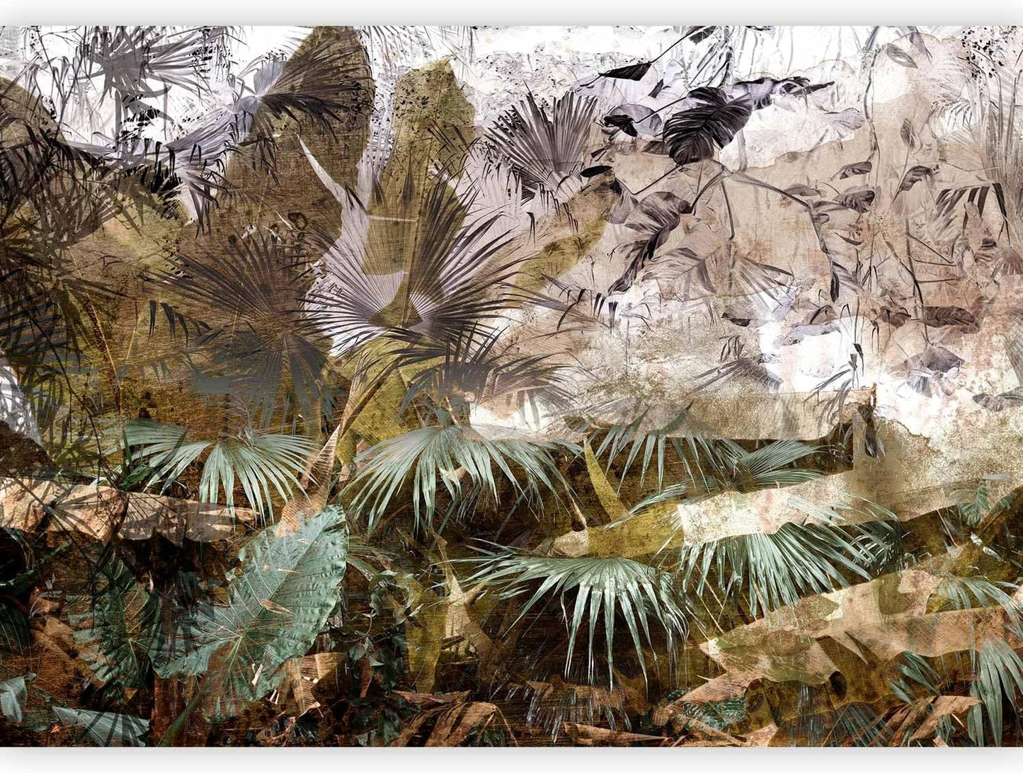 artgeist Wall Mural Tropical Leaves 135x101 in - XXL Peel and Stick Self-Adhesive Wallpaper Removable Large Sticker Foil Wall Decor Print Picture Design Jungle Nature Palm Green Leaves b-C-0789-a-a
