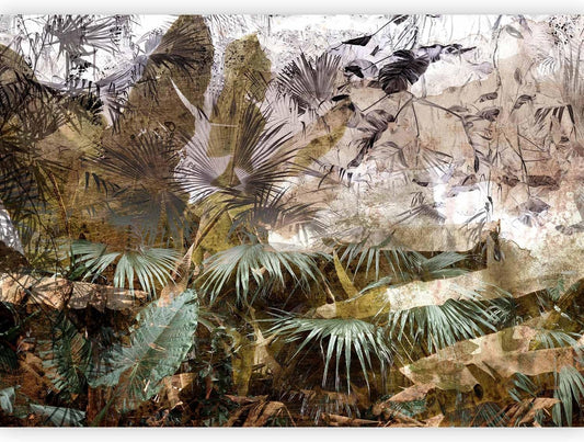 artgeist Premium Wall Mural Tropical Leaves 138x101 in - XXL Non-Woven Wallpaper Fleece Wall Decor Photo Print Picture Image Design Jungle Nature Palm Leaves Like Painted b-C-0789-a-a