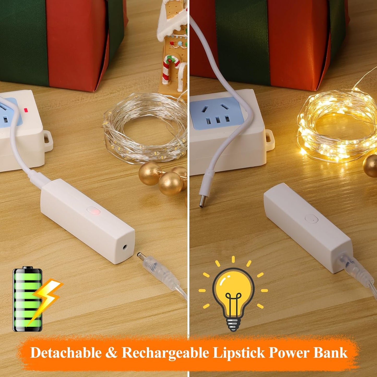Lakumu 64FT(16 * 4) Fairy Lights Battery Operated, LED String Lights with Timer, Mini Twinkle Lights for Bedroom, Christmas Decorations, Wedding, Vine, Centerpiece Table Decor Warm White