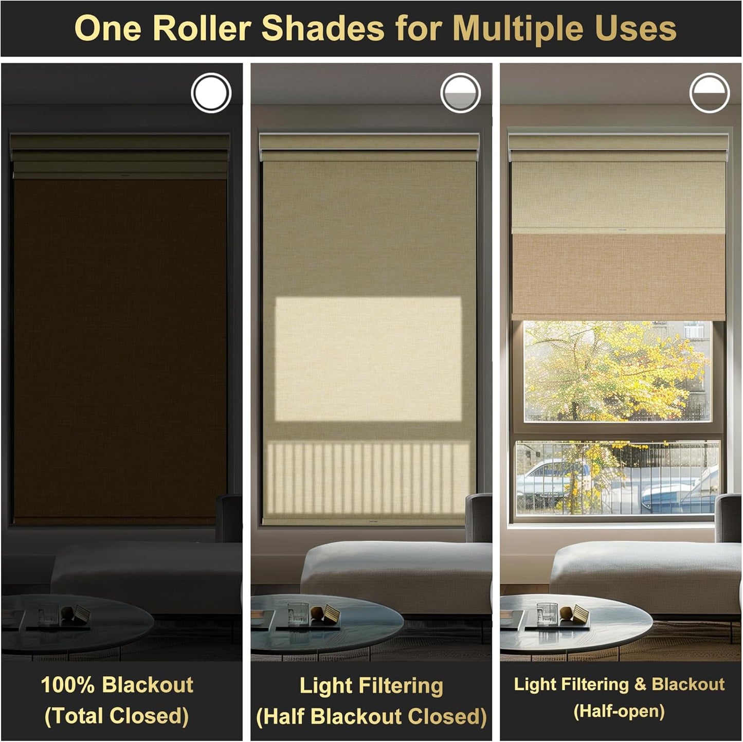 BERISSA Cordless Dual Roller Shades with Cassette Valance,Double Window Shades Blackout and Light Filtering Shades,Day and Night Roller Shades for Home Office Door.Linen Beige.78 W x 44" H