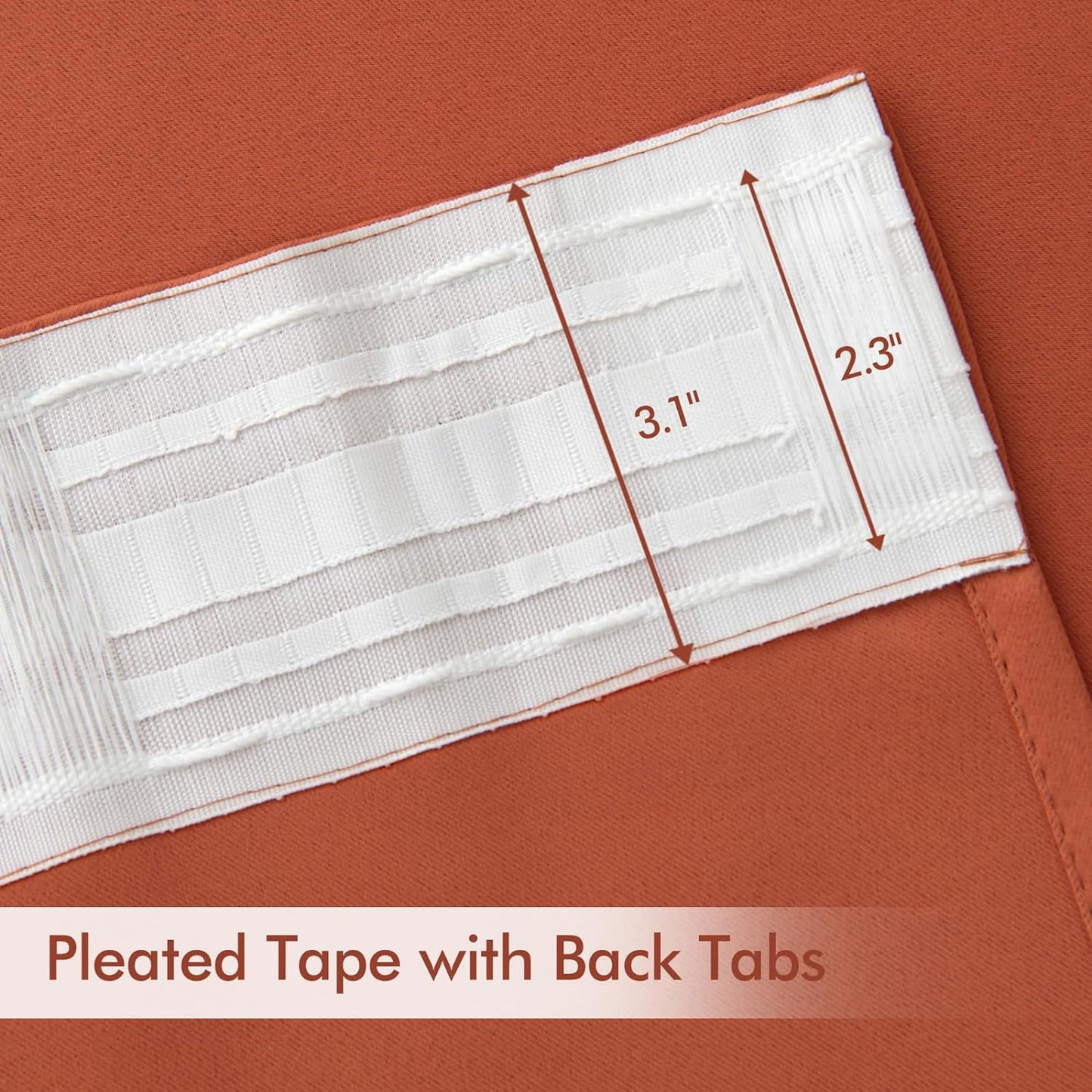MIULEE Back Tab Burnt Orange Blackout Curtains 102 Inch Long 2 Panels Set for Bedroom, Fall Terracotta Rod Pocket/Pinch Pleated Thermal Insulated Room Darkening Light Blocking Floor to Ceiling Drapes