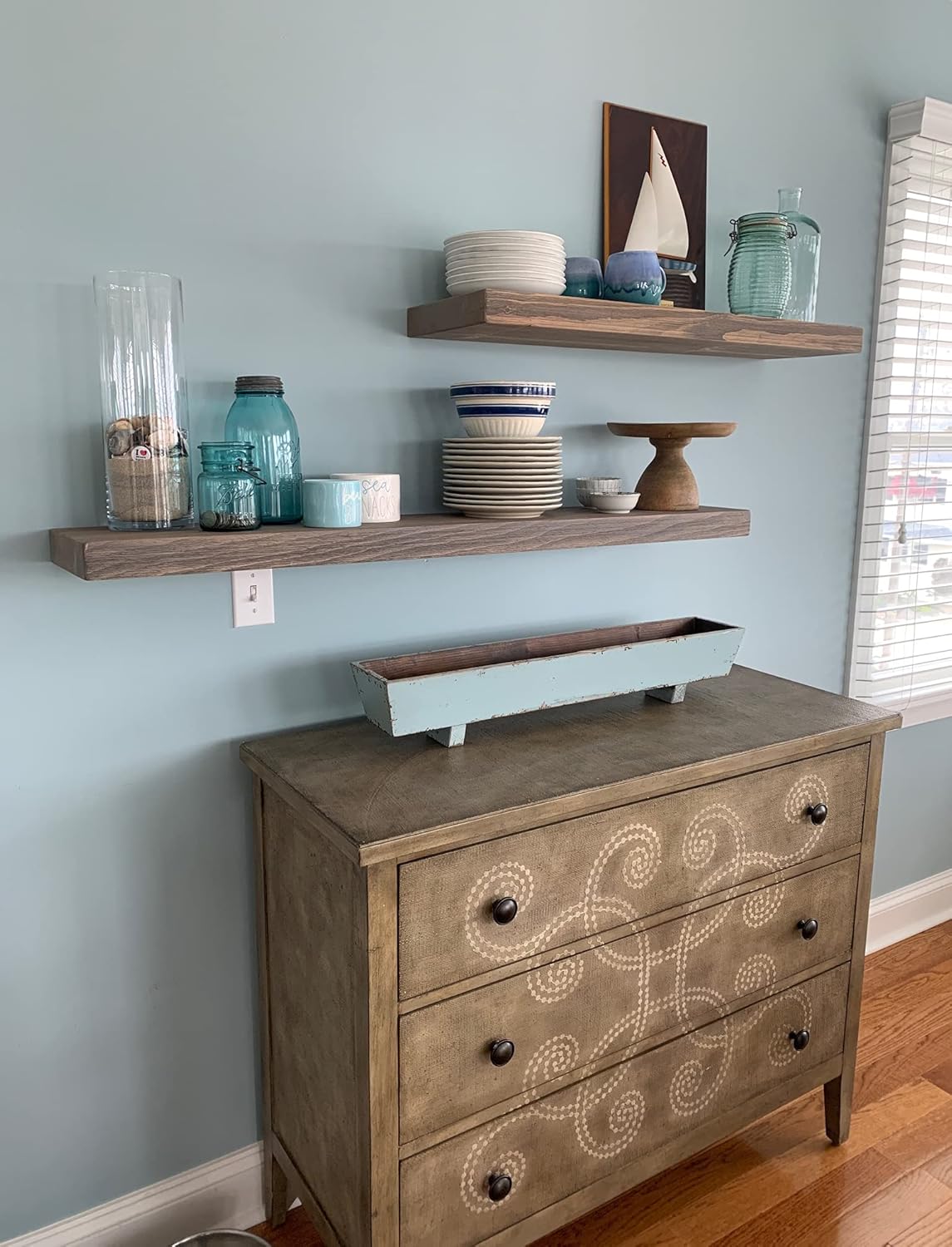 Joel's Antiques - 30 Inch Wooden Floating Shelves for Wall - 30x8x2 in - Made of Natural Wood - Heavy Duty Rustic Wall Shelves for Bedroom - Perfect for Living Room, Kitchen - Grey
