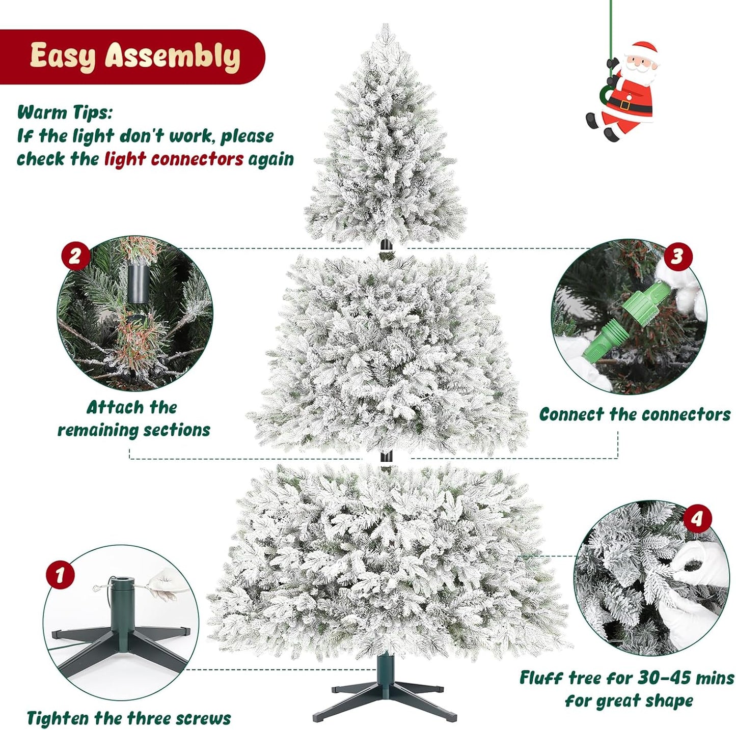 7.5FT Rotating Christmas Tree with Remote, Pre-Lit Artificial Green PE & PVC Xmas Tree, Multicolor LED Lights with Music & Flash Modes, Deluxe Holiday Home Decor