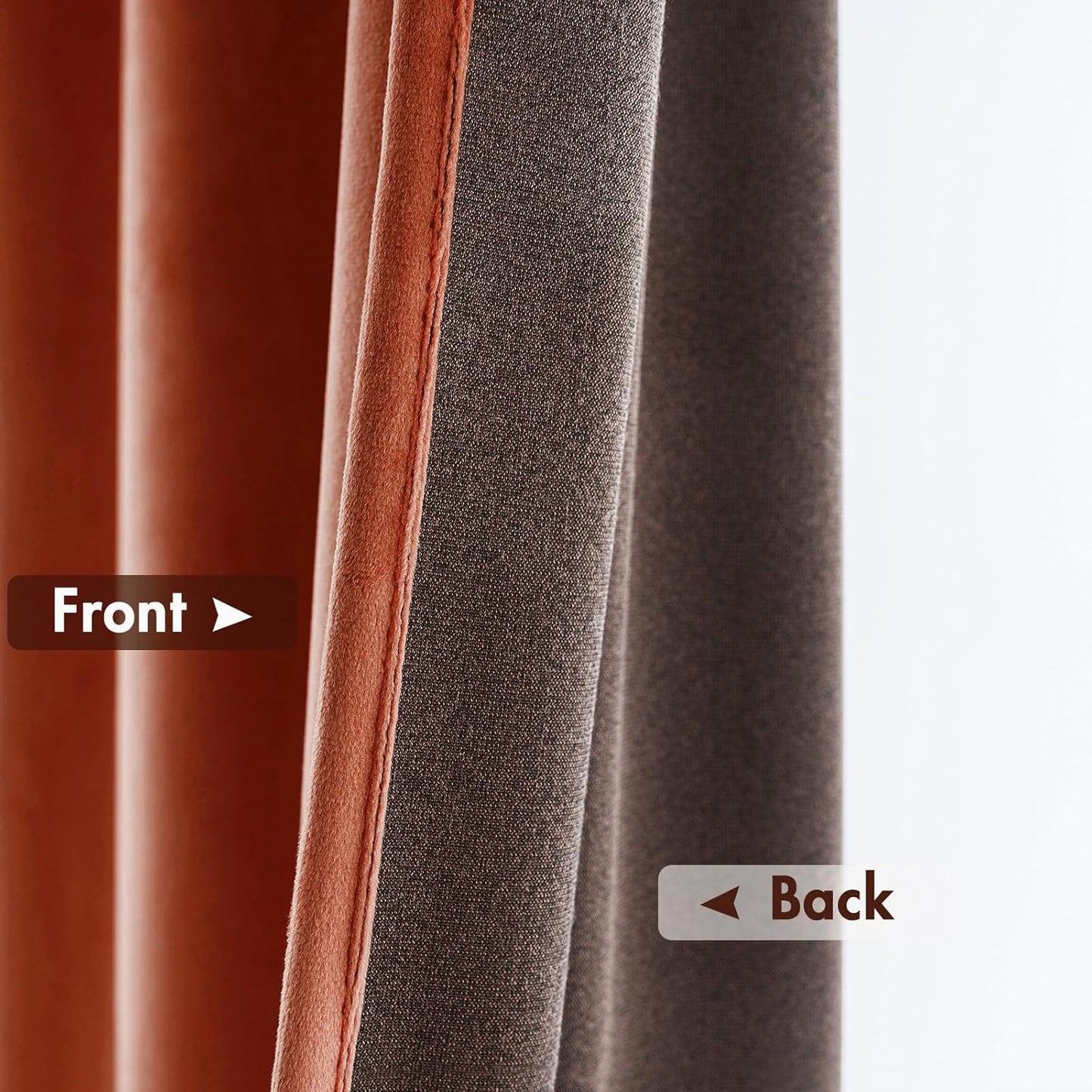 MIULEE Burnt Orange Velvet Curtains Thermal Insulated Blackout Curtain Fall Drapes for Bedroom Living Room Darkening 108 Inches Long Rust Terracotta Panels Rod Pocket Set of 2