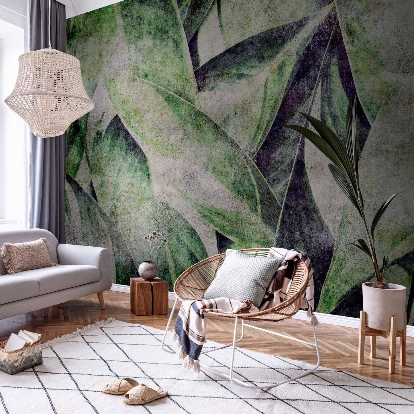 artgeist Premium Wall Mural Tropical Leaves 177x124 in - XXL Non-Woven Wallpaper Fleece Wall Decor Photo Print Picture Image Design Jungle Nature Botanical b-C-0844-a-a