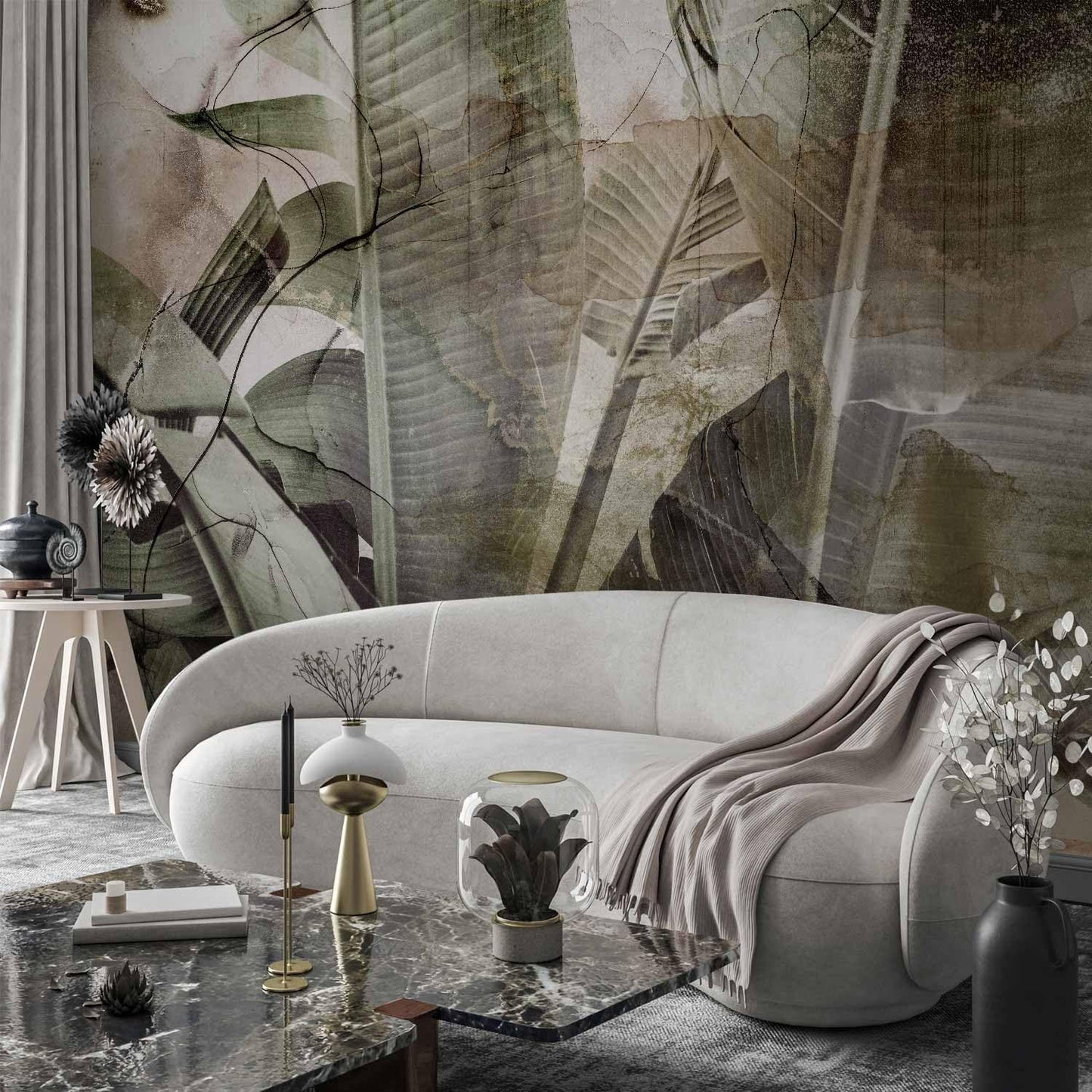 artgeist Wall Mural Tropical Leaves 177x124 in - XXL Non-Woven Wallpaper Fleece Wall Decor Photo Print Picture Image Design Plant Jungle Nature Like Painted b-C-0776-a-a