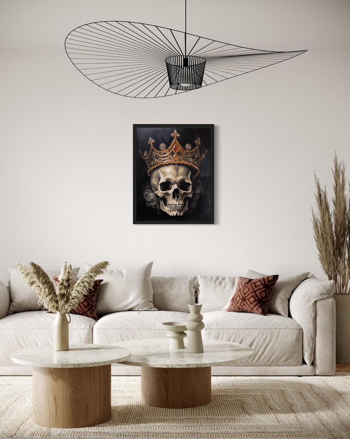 Skull Queen Poster Art Print, Halloween Scary Vintage Wall Art Academia Spooky Painting Decoration for Horror Prints, Gothic Posters Bedroom Decor 89 (Skull Queen, 8 x 10 inches, Black Frame)