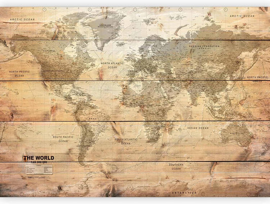artgeist Wall Mural World Map 157x110 in - XXL Non-Woven Wallpaper Fleece Wall Decor Photo Print Picture Image Design Home Map of The World k-A-0218-a-a