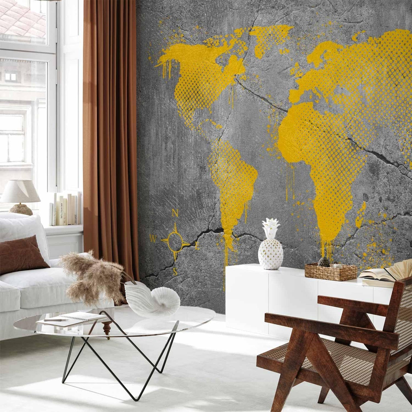 artgeist Wall Mural World Map 177x124 in - XXL Non-Woven Wallpaper Fleece Wall Decor Photo Print Picture Image Design Map of The World k-A-0494-a-a