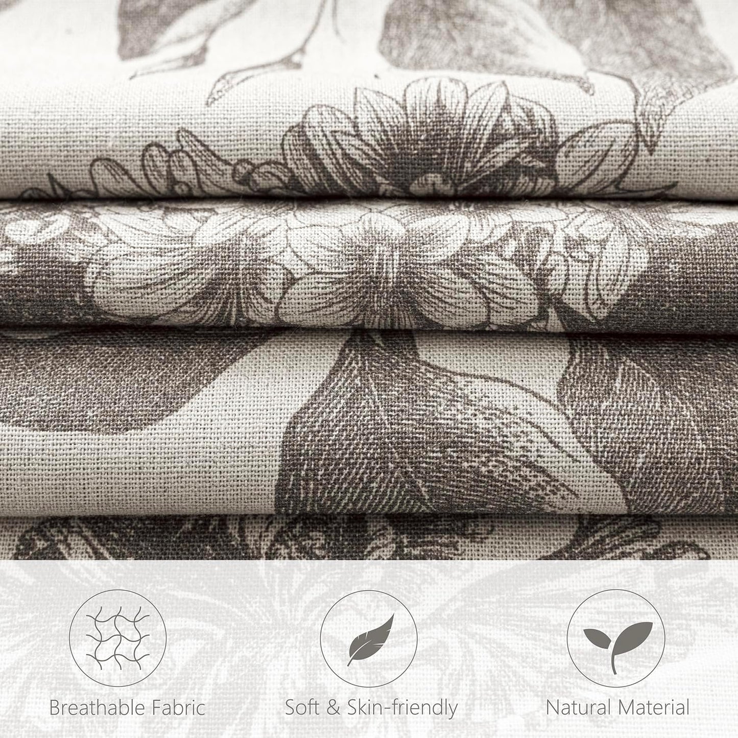 Foindtower Set of 2 Linen Floral Throw Pillow Covers Vintage Accent Print Decorative Cushion Covers Farmhouse Boho Home Decor for Sofa Chair Couch Bedroom Living Room Outdoor,22×22 Inch,Light Gray
