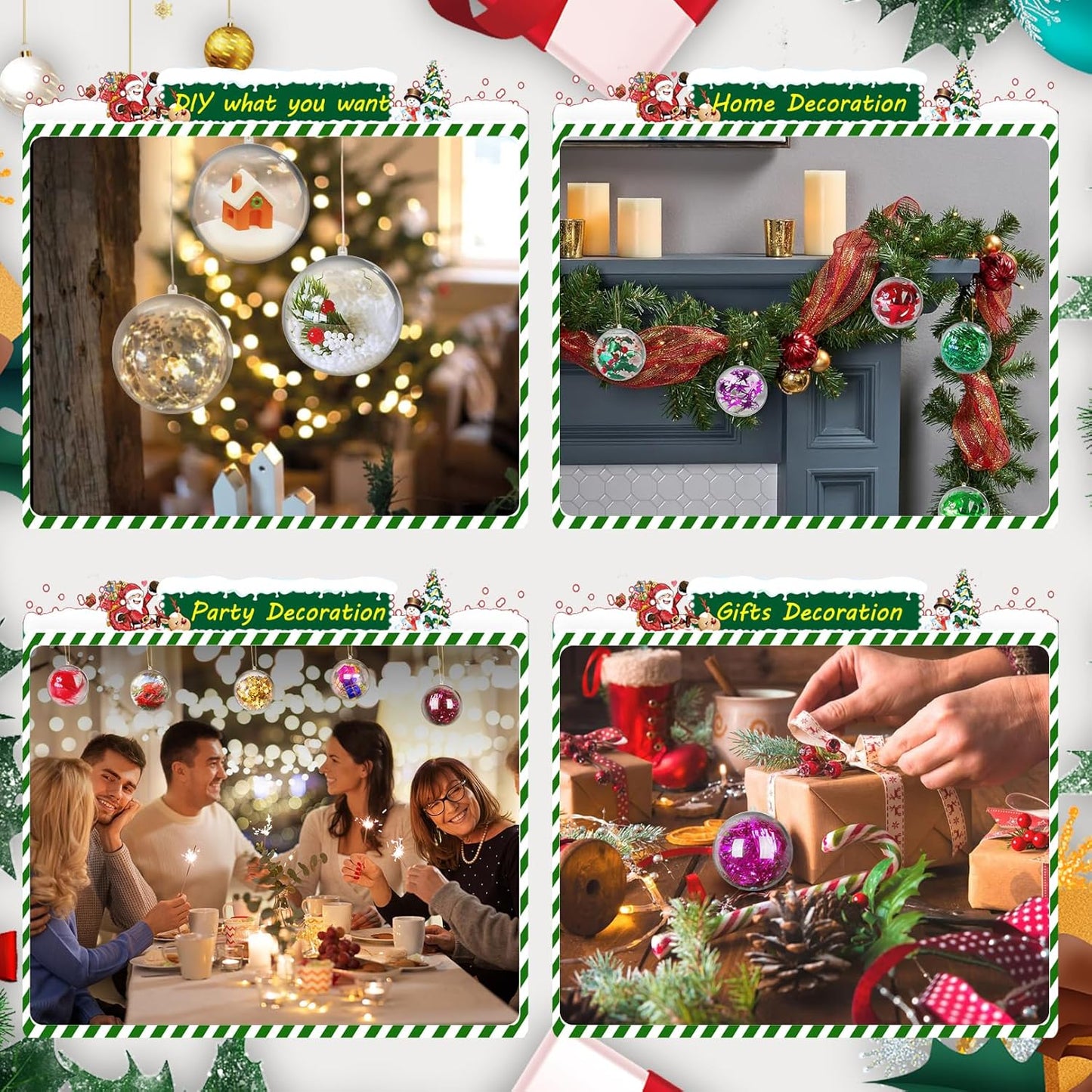 20PCS Christmas Ornaments,6CM Clear Plastic Ornaments Balls,Clear Christmas Ornament for Crafts,Acrylic Fillable Xmas Tree Ornament Balls for DIY,Wedding,Parclearty and Valentine's Day (M-6CM)