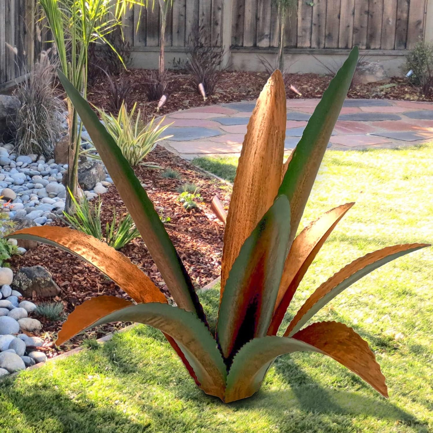 DIY Metal Agave Plant Art Yard Tequila Art Sculpture, Tequila Rustic Garden Sculpture Statue Outdoor Decor,Agave Metal Plants for Yard, Garden Lawn Ornaments (9 Leaves -Green)