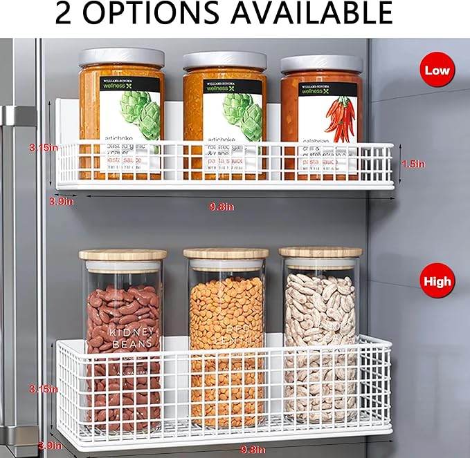 Magnetic Basket Fridge Organizer Wire Bins Pencil Holder Whiteboard Accessories Home Kitchen Organization (Black-Low)