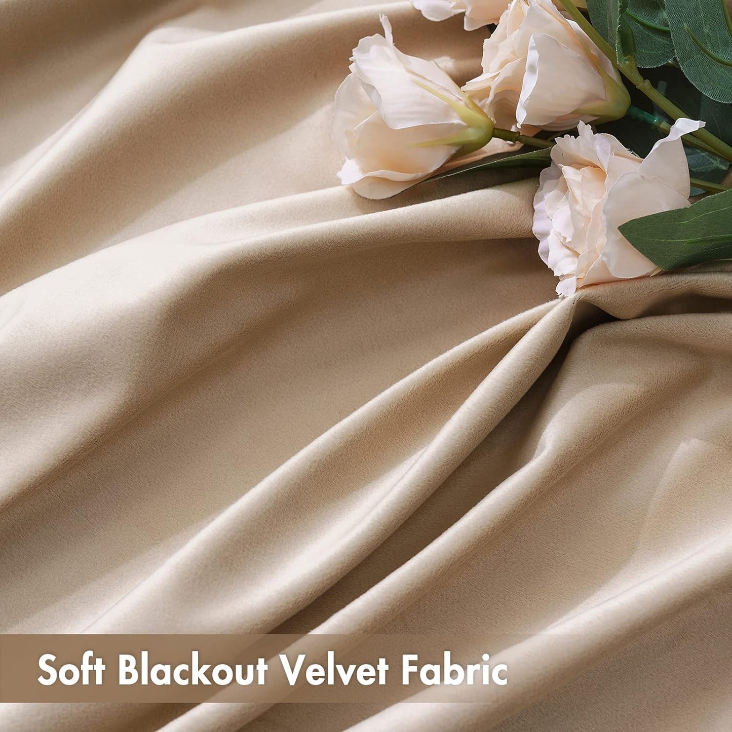 MIULEE Camel Beige Velvet Curtains Thermal Insulated Blackout Curtain Drapes for Bedroom Living Room Darkening 84 Inches Long Curtains Panels Rod Pocket Set of 2