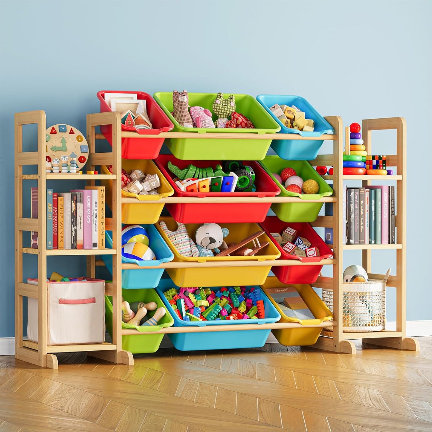 SpaceAid Toy Storage Organizer with 6 Shelves and 12 Bins, Toy Organizers Storage Bookshelf, Kids Bin Shelf Toys Box Bookcase for Bedroom Playroom Organization Room Decor, Multi-Colored