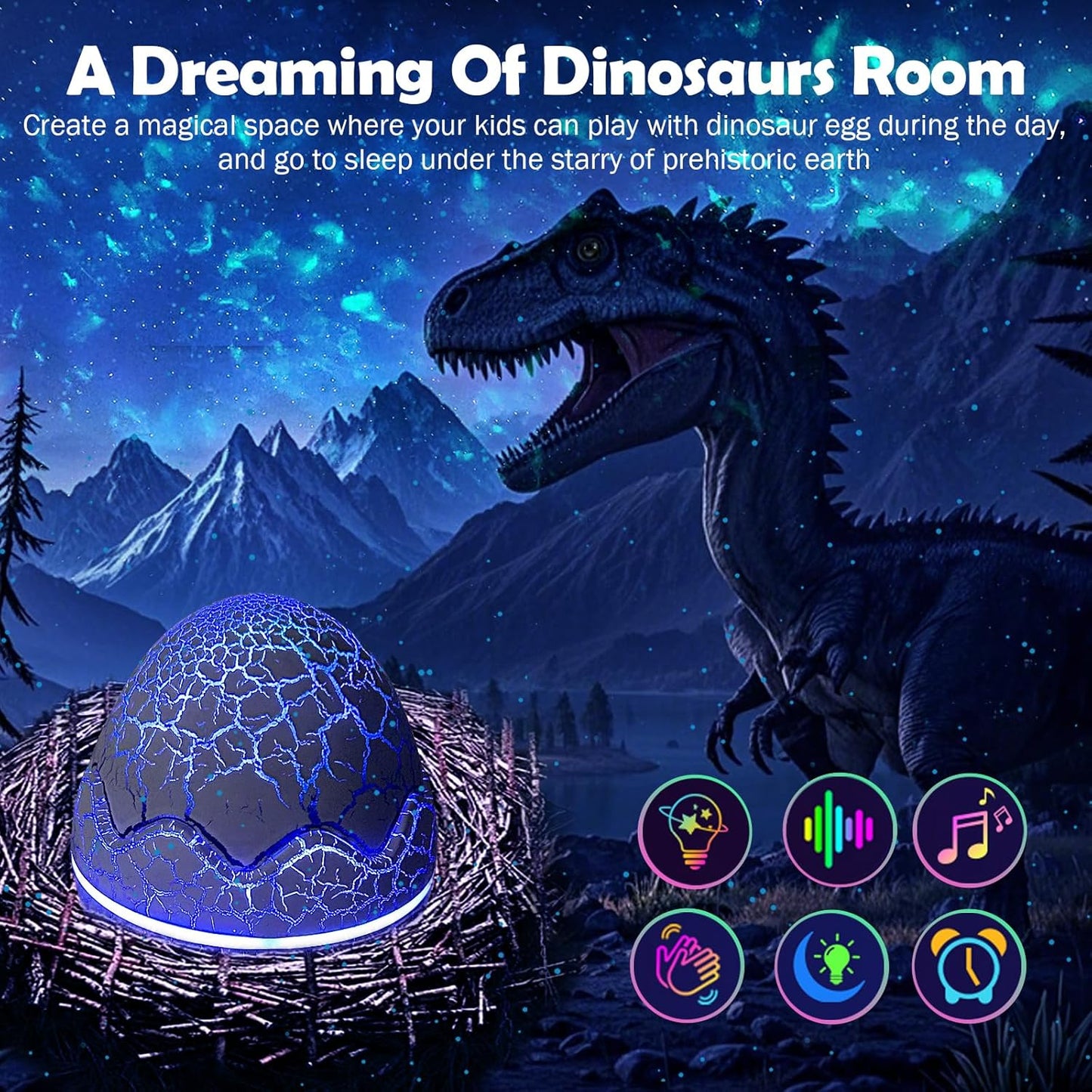 XQBX Dinosaur Egg Galaxy Projector an Aurora Projector with Bluetooth Speaker and White Noise Sound Machine Room Decor Aesthetic Easter Eggs Decor Disco Party Decorations Gifts for Teen Girls/Boys