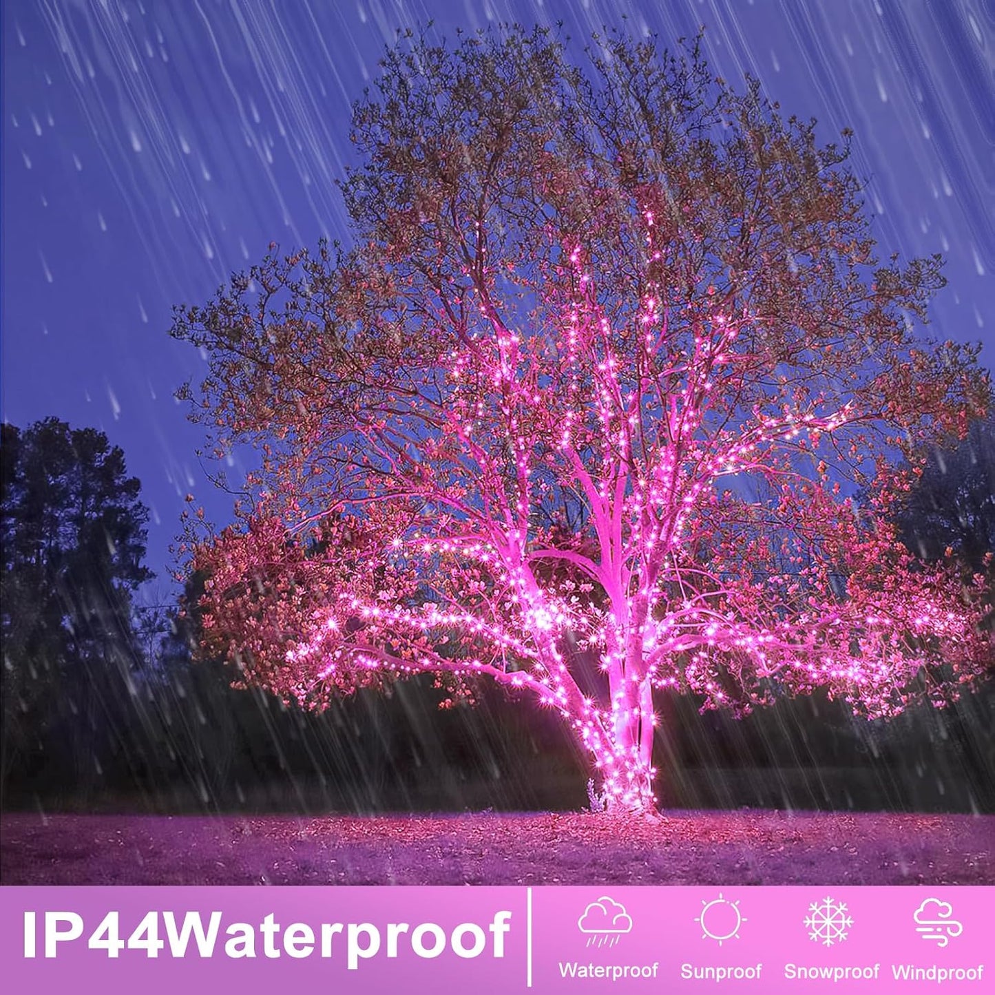 400 LED Purple String Lights, 132 FT Purple Christmas Lights Bedroom 8 Modes Plug in Waterproof Twinkle Fairy Light for Tree Christmas Halloween Thanksgiving Decorations