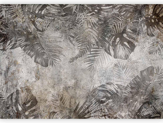 artgeist Premium Wall Mural Tropical Leaves 157x110 in - XXL Non-Woven Wallpaper Fleece Wall Decor Photo Print Picture Image Design Landscape Palms Leaves Monstera Grey b-C-0825-a-a