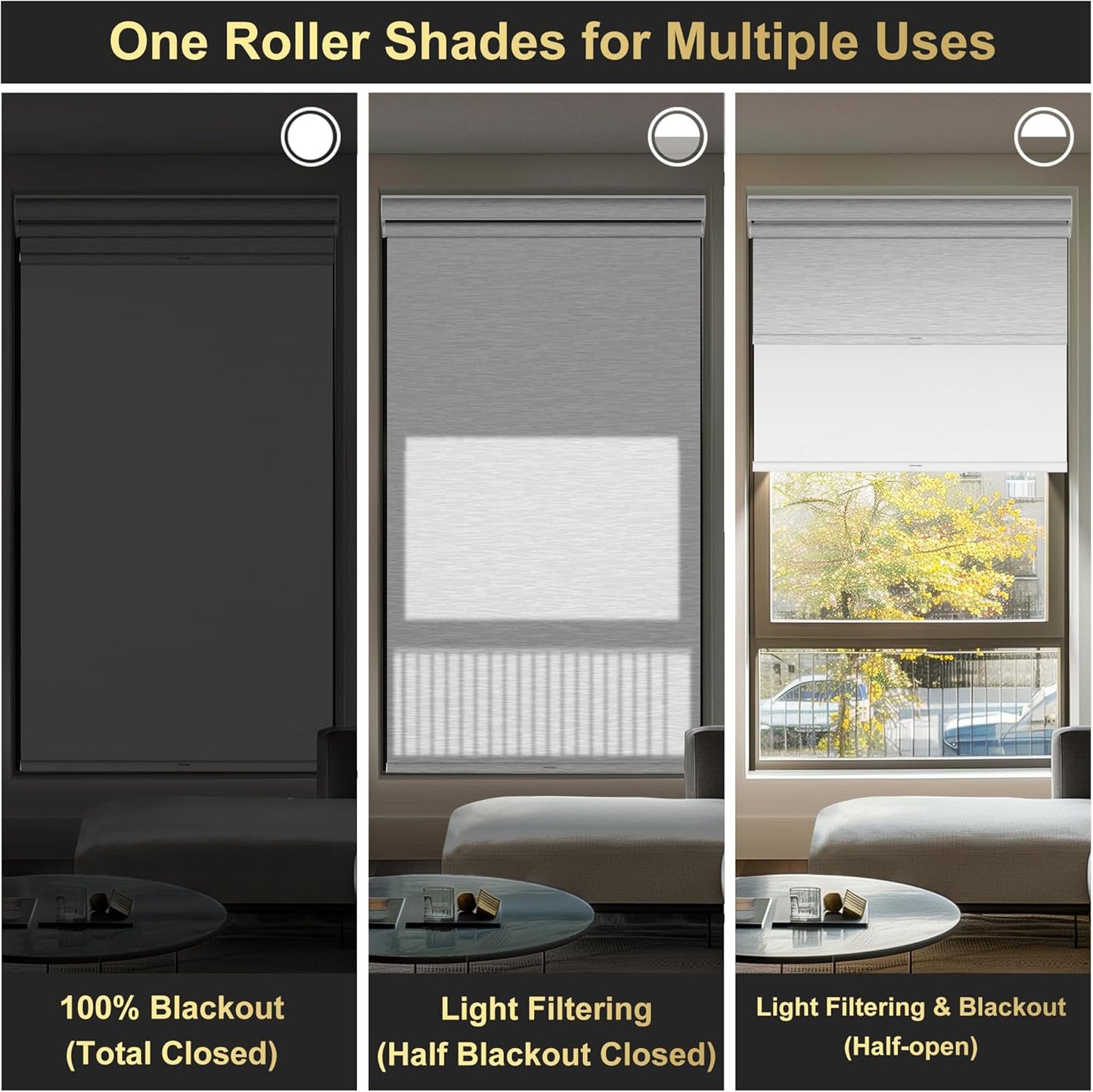 BERISSA Cordless Dual Roller Shades with Cassette Valance,Double Window Shades Blackout and Light Filtering Shades,Day and Night Roller Shades for Home Office Door.Striped Jacquard White.73 W x 80" H