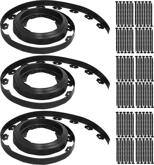 Gardzen 1.5" x 100' Landscape Edging Kit, Garden Edging Coil Comes with 120 Pcs Spikes, No Dig Lawn Border Design