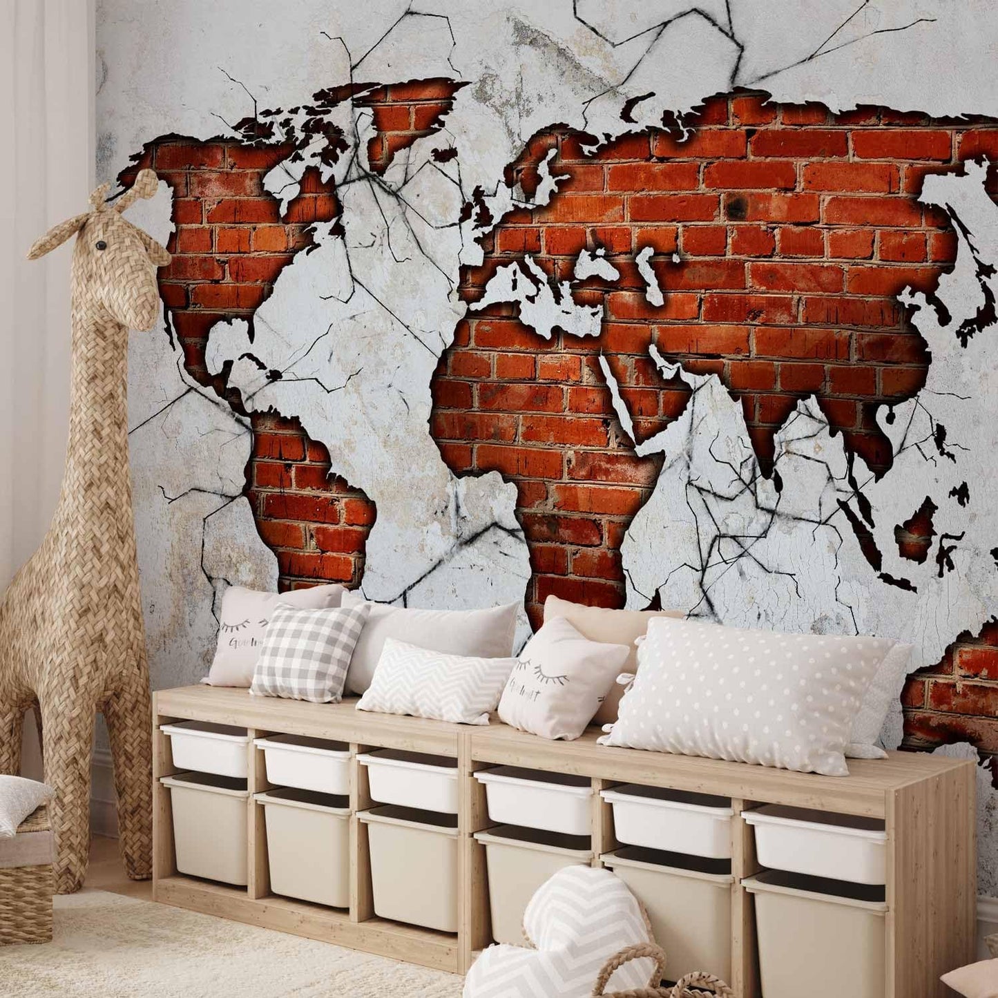 artgeist Premium Wall Mural World Map 138x101 in - XXL Non-Woven Wallpaper Fleece Wall Decor Photo Print Picture Image Design Map of The World k-A-0495-a-a