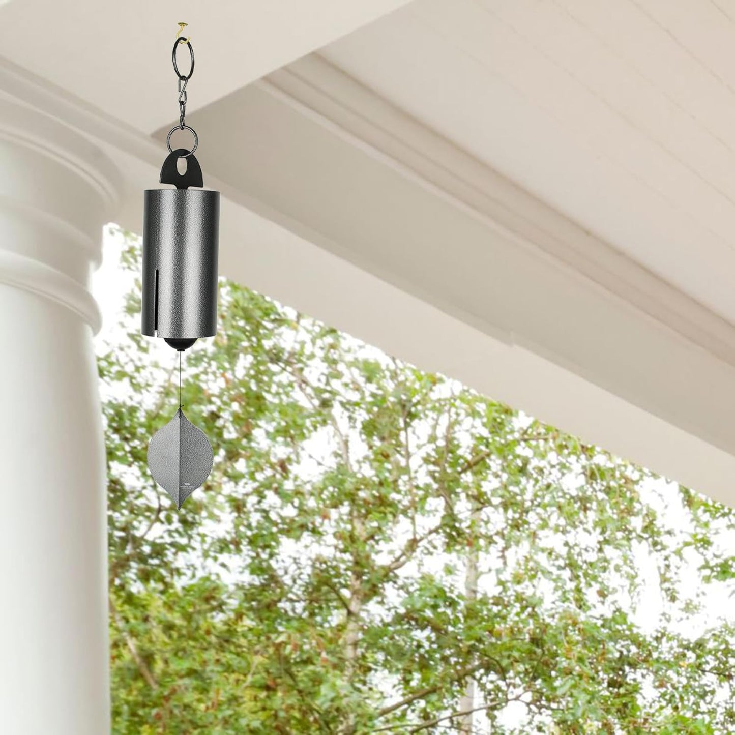 Woodstock Chimes Heroic Windbell Wind Chime for Outside 40" Large Silver,Deep Tone Sound, Outdoor Decor for Patio, Porch, Garden HWLAS