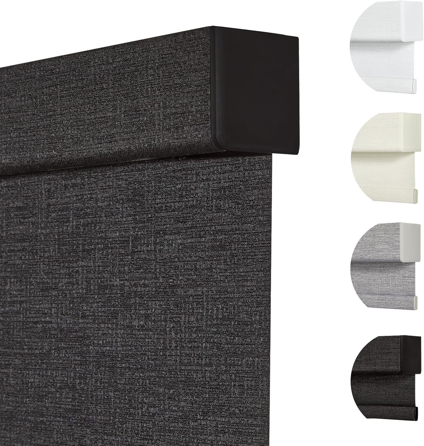 Persilux Free-Stop Cordless Blinds for Indoor Windows with Cover, Window Shades Blackout Roller Blinds, Thermal Insulated Fabric UV Protection for Kitchen, Office, Living Room, Black(72" W x 48" H)